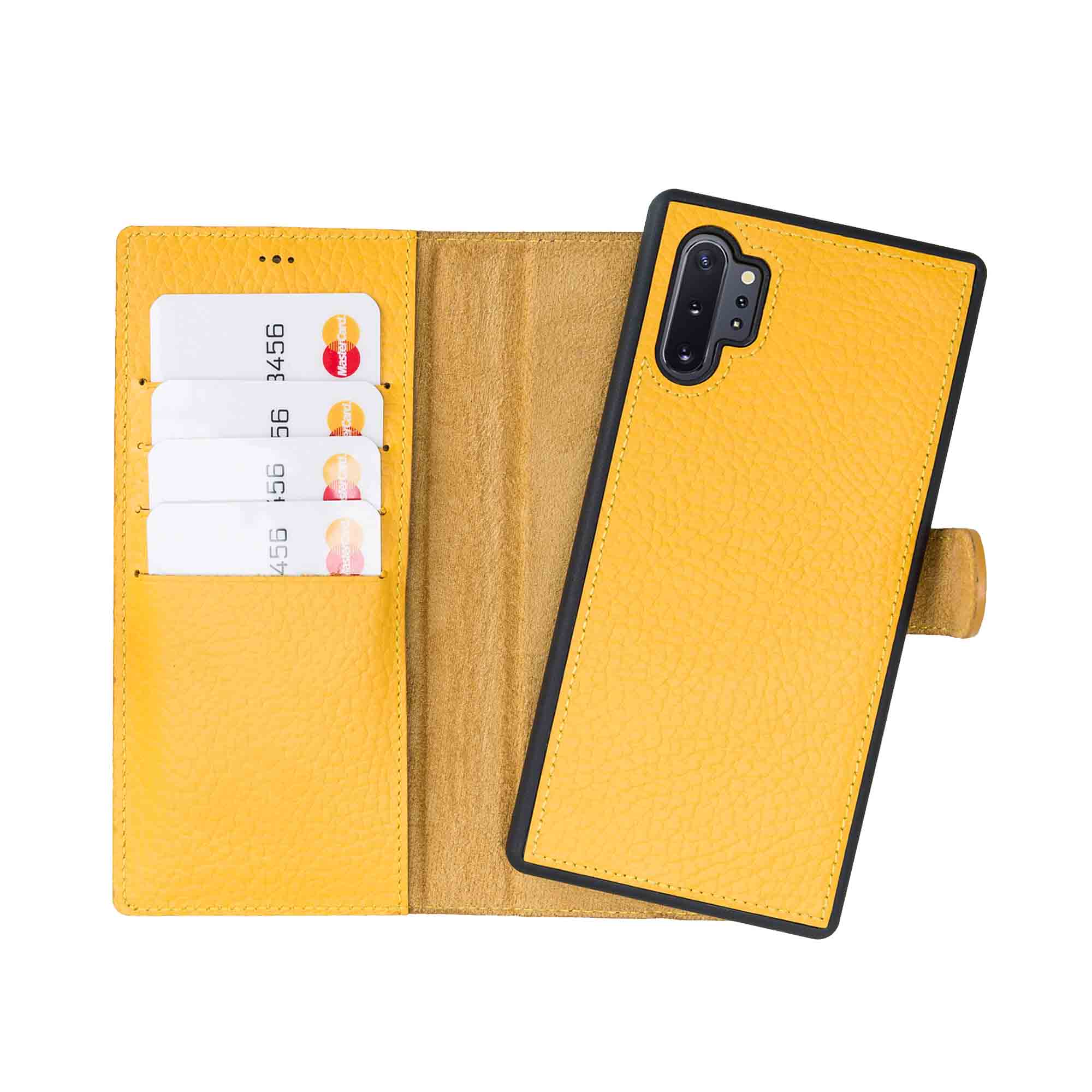 Magic Magnetic Detachable Leather Wallet Case for Samsung Galaxy Note 10 Plus / Note 10 Plus 5G - YELLOW - saracleather