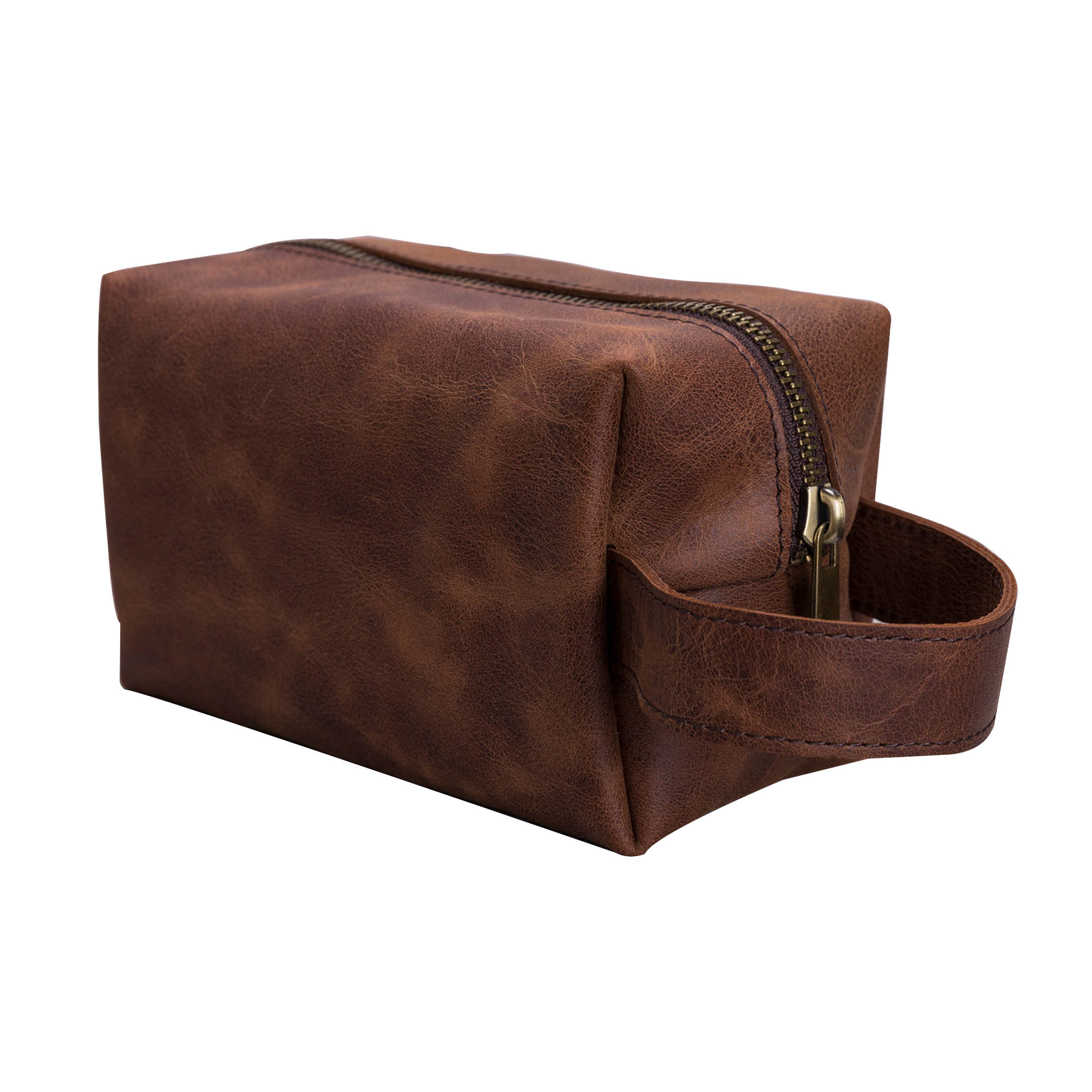 Eve Toiletry / Make Up Leather Bag (Large) - BROWN - saracleather