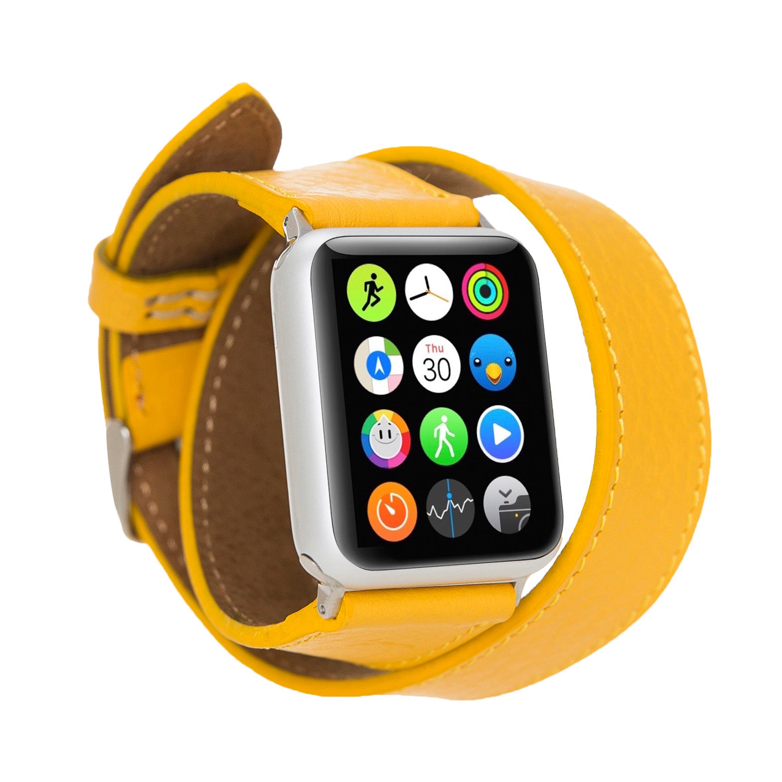 Double Tour Strap: Full Grain Leather Band for Apple Watch - YELLOW - saracleather