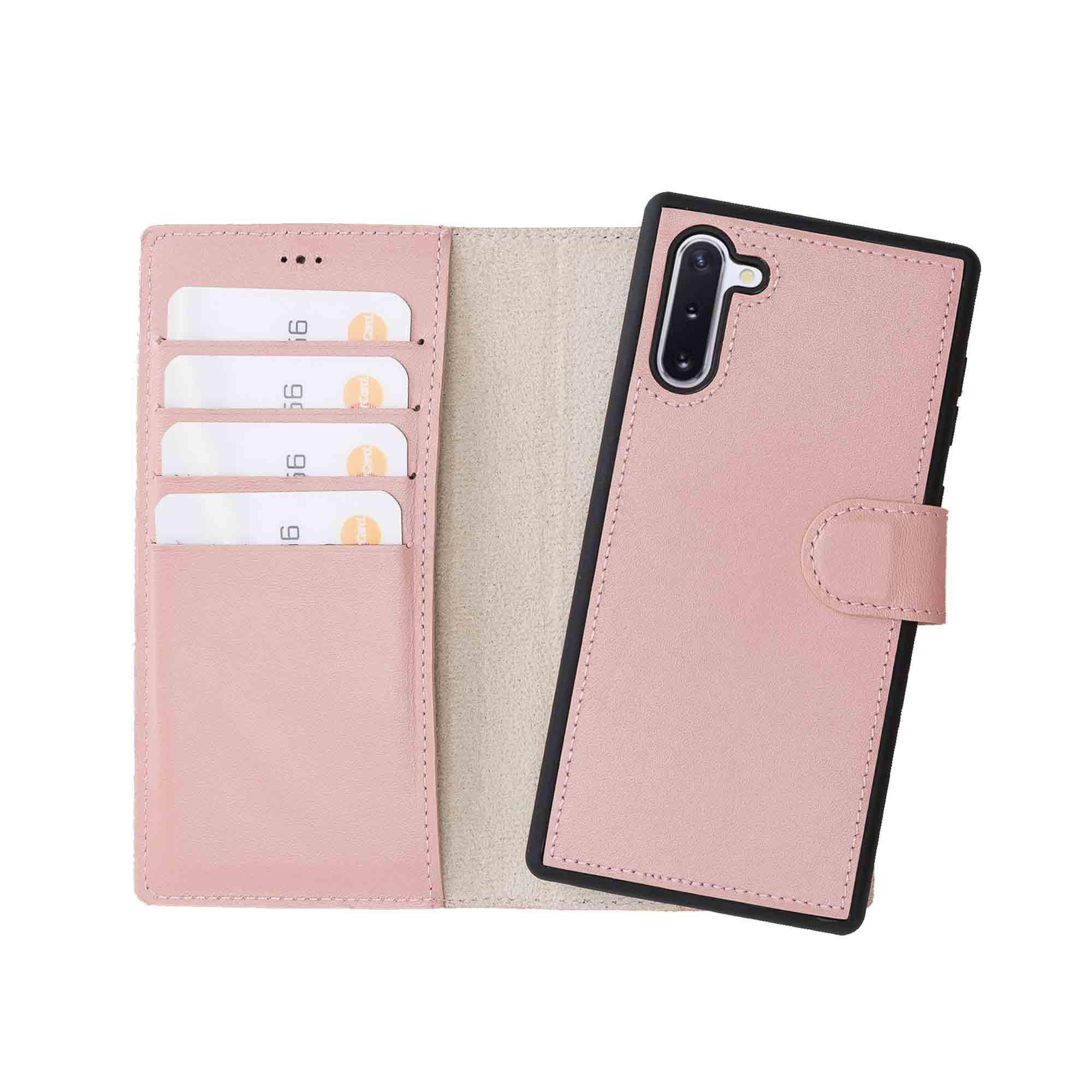 Magic Magnetic Detachable Leather Wallet Case for Samsung Galaxy Note 10 - PINK - saracleather