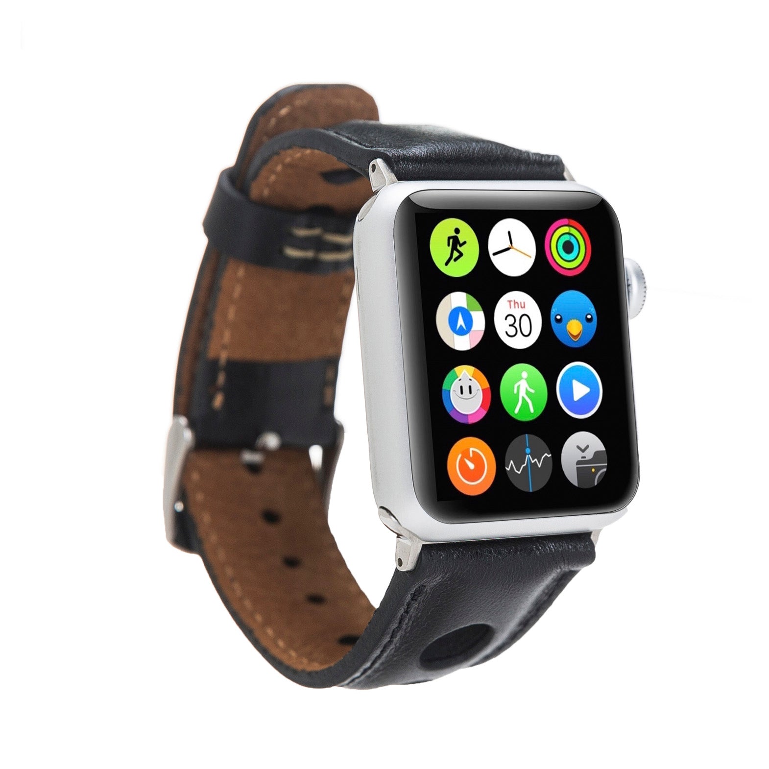 Holo Strap: Full Grain Leather Band for Apple Watch 38mm / 40mm - BLACK - saracleather