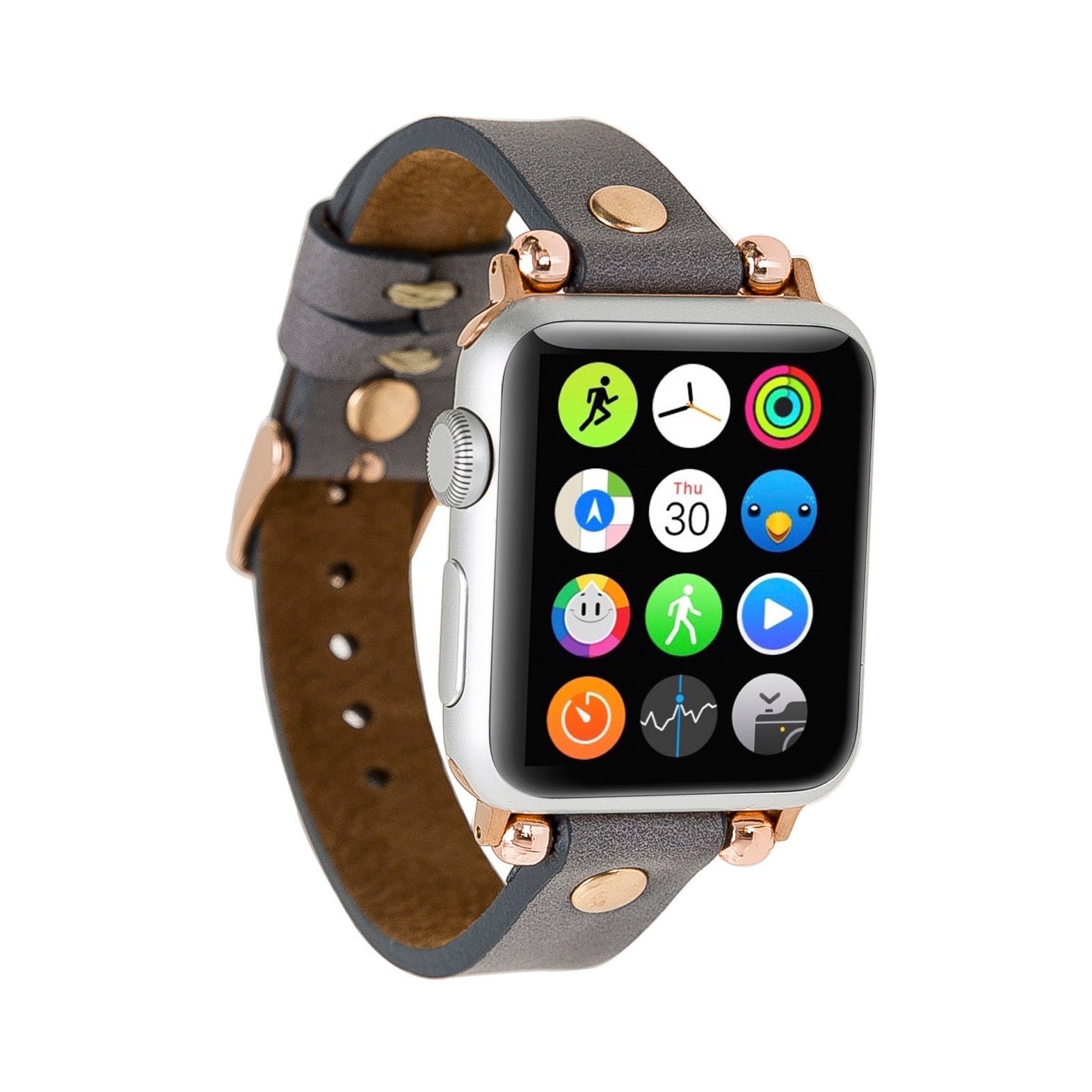 Ferro Strap - Full Grain Leather Band for Apple Watch - GRAY - saracleather