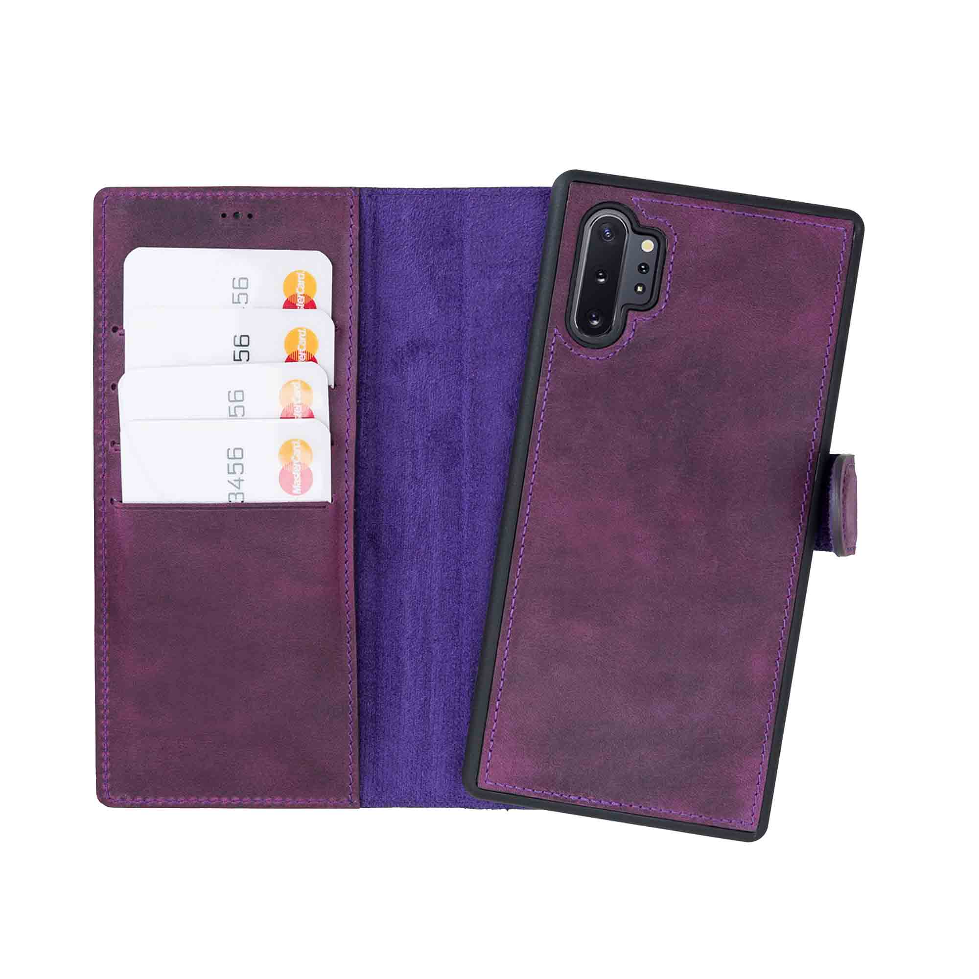 Magic Magnetic Detachable Leather Wallet Case for Samsung Galaxy Note 10 Plus / Note 10 Plus 5G - PURPLE - saracleather