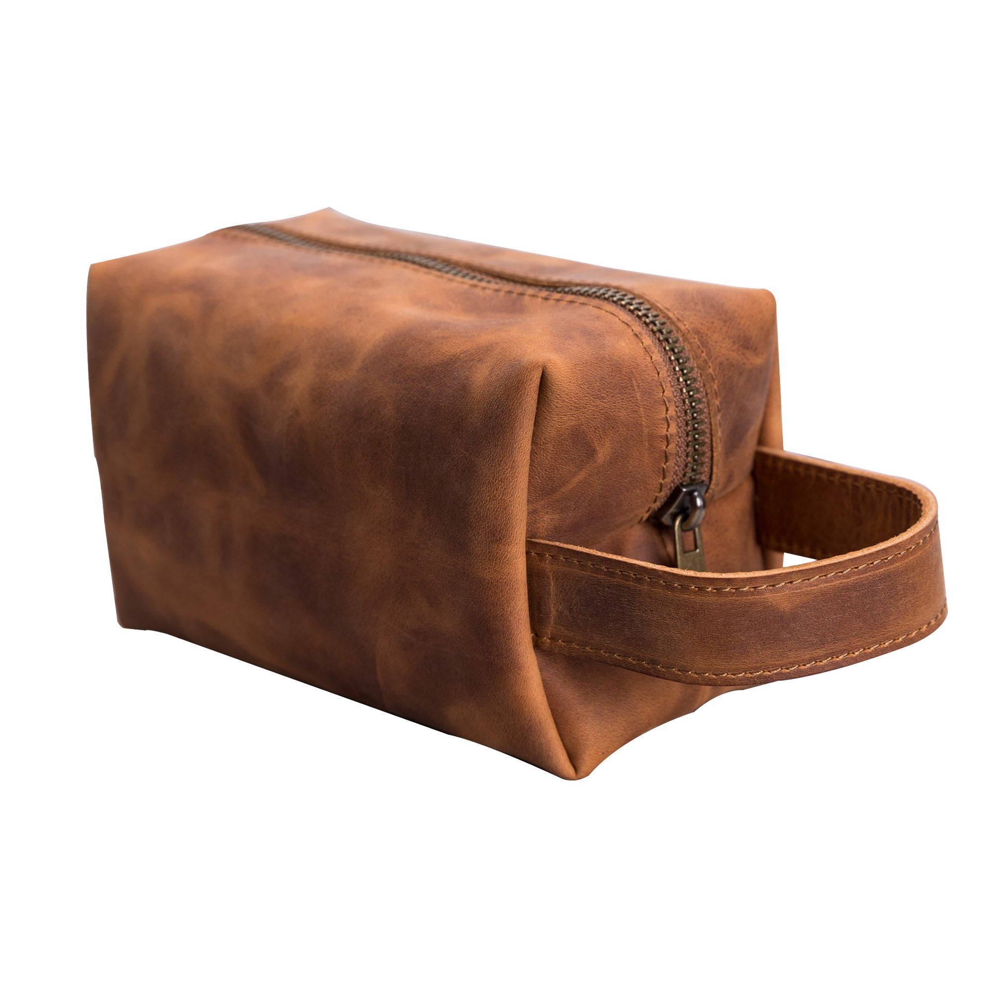 Eve Toiletry / Make Up Leather Bag (Medium) - TAN - saracleather