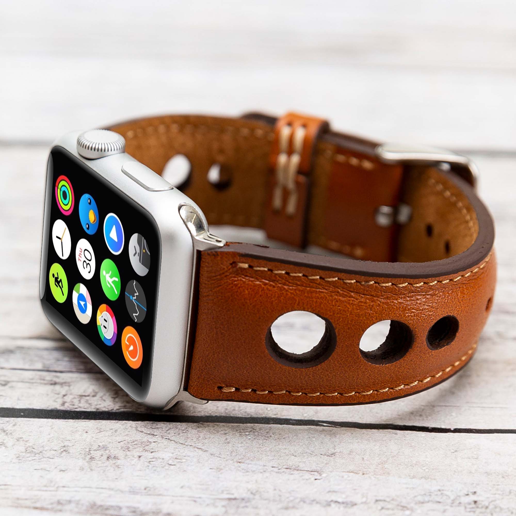 Holo Strap: Full Grain Leather Band for Apple Watch 38mm / 40mm - TAN - saracleather