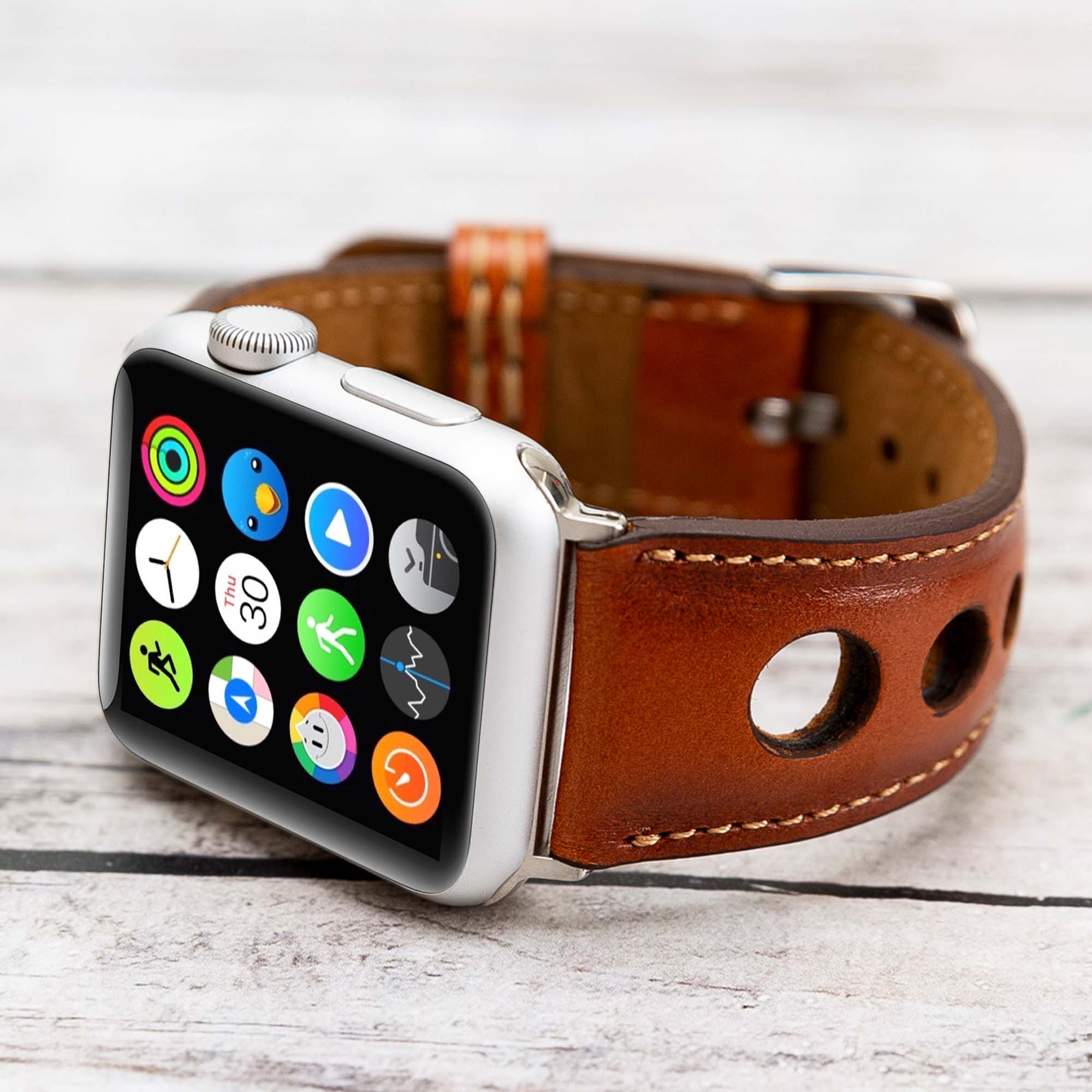 Holo Strap: Full Grain Leather Band for Apple Watch 38mm / 40mm - EFFECT TAN - saracleather