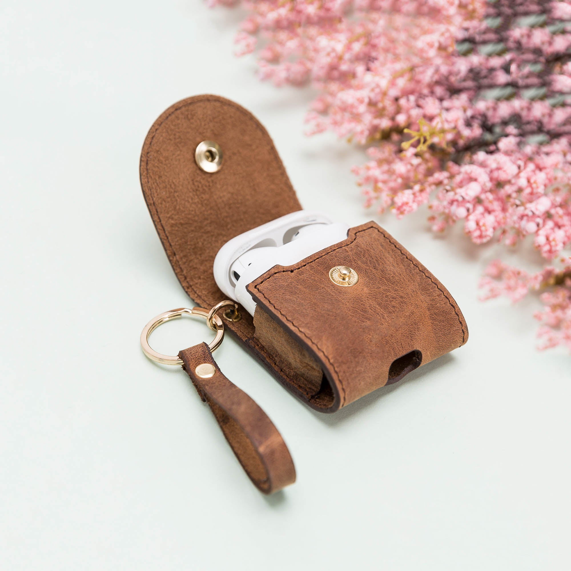 Mai Leather Case for AirPods 1 & 2 - BROWN - saracleather