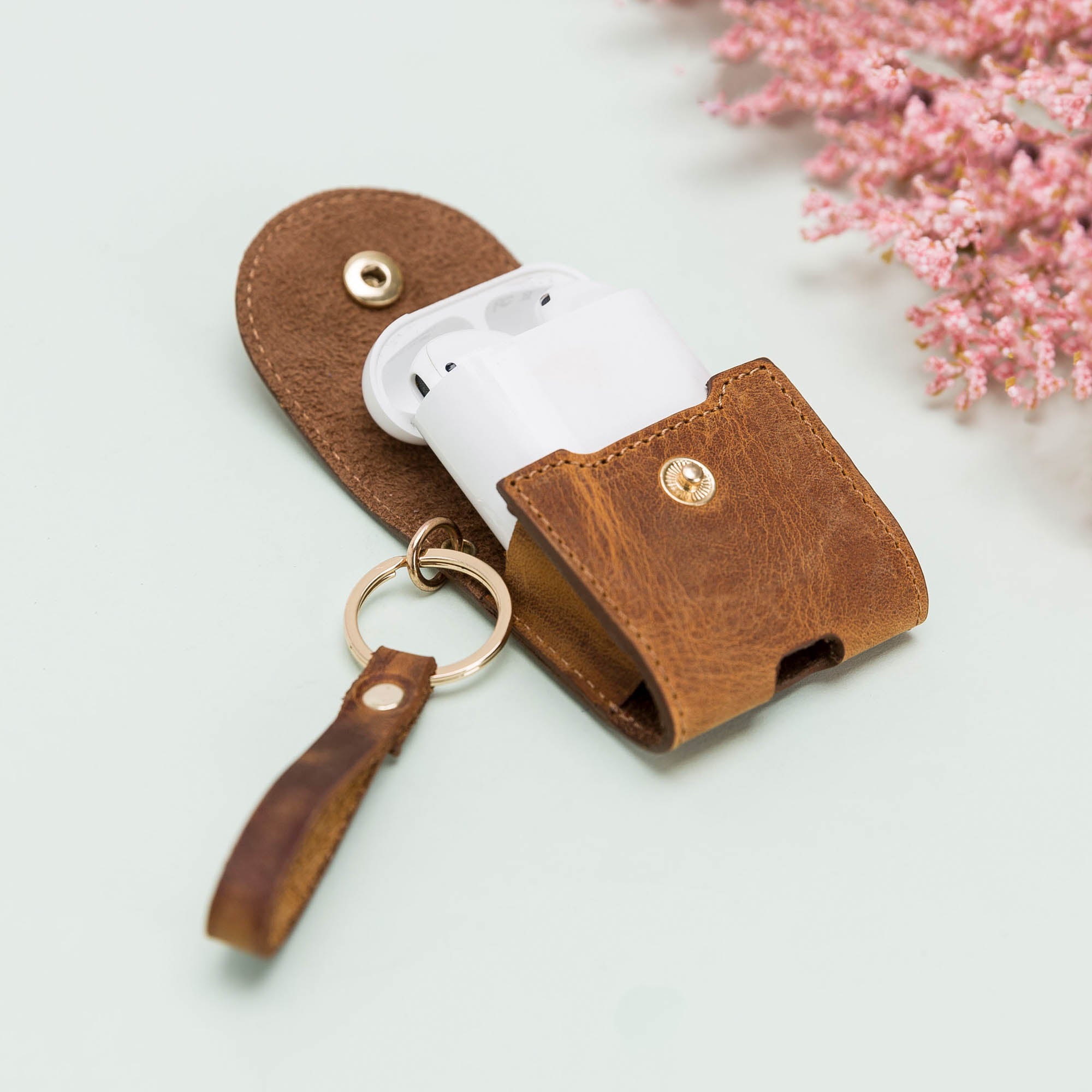 Mai Leather Case for AirPods 1 & 2 - TAN - saracleather