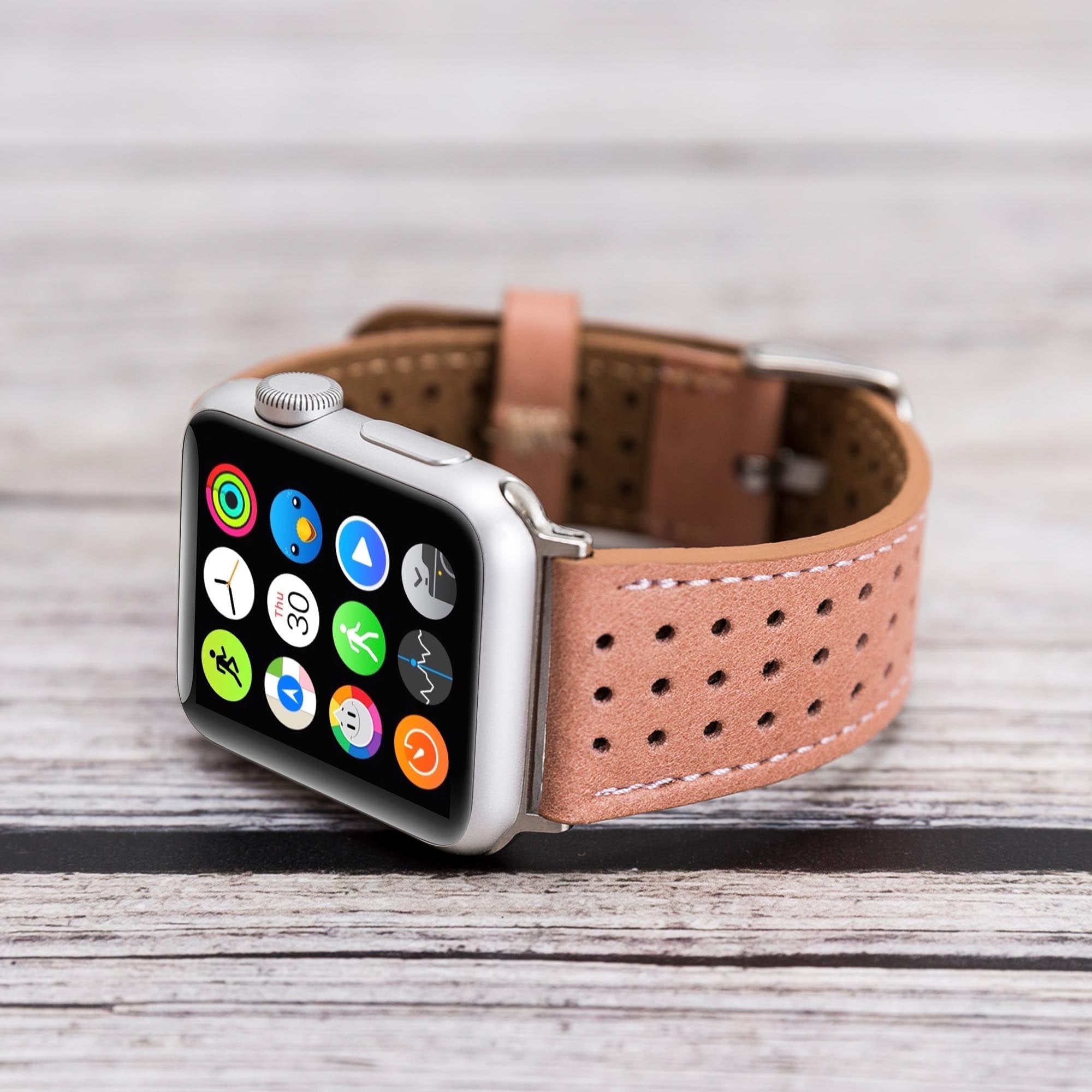 Full Grain Leather Band for Apple Watch - PINK - saracleather