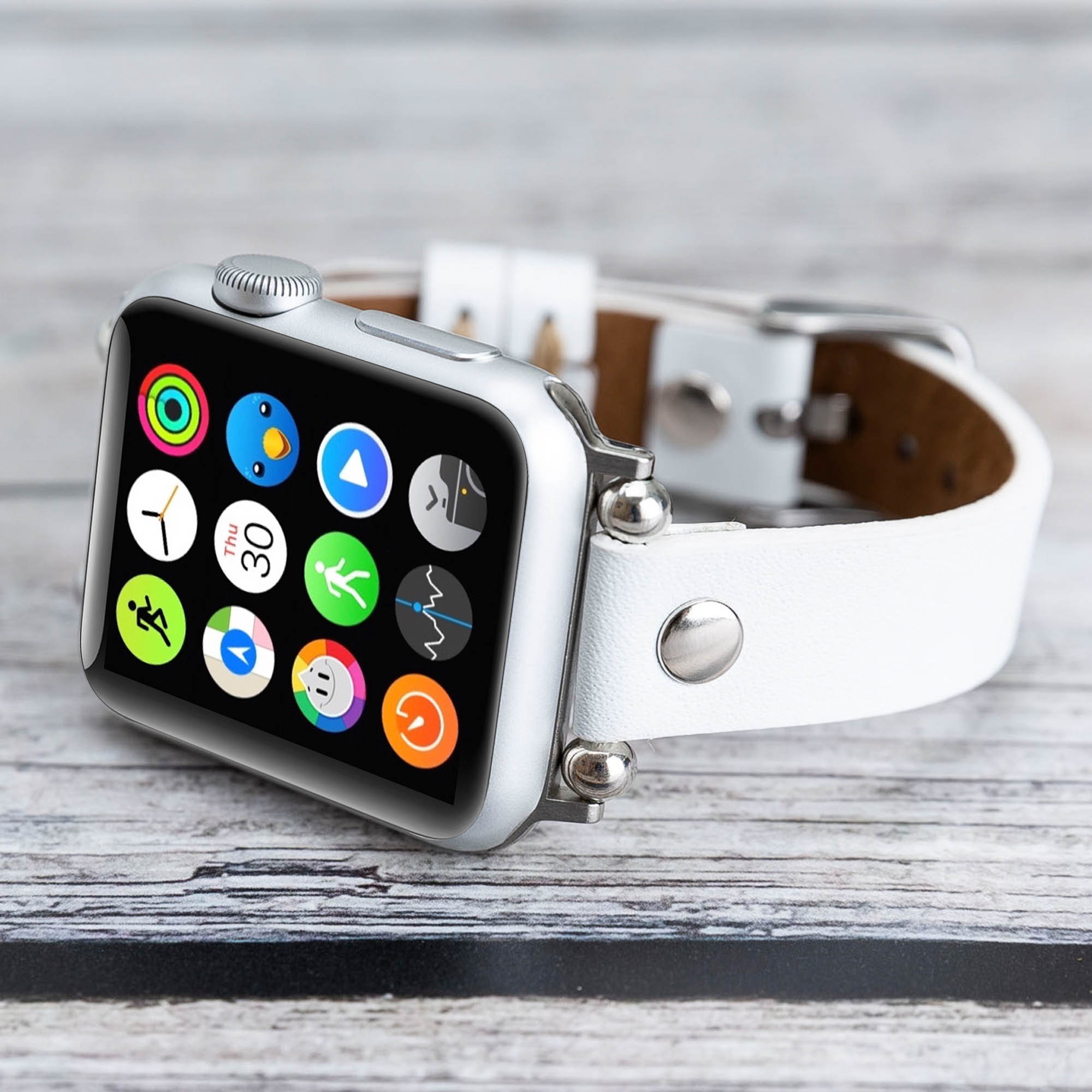 Ferro Strap - Full Grain Leather Band for Apple Watch - WHITE - saracleather