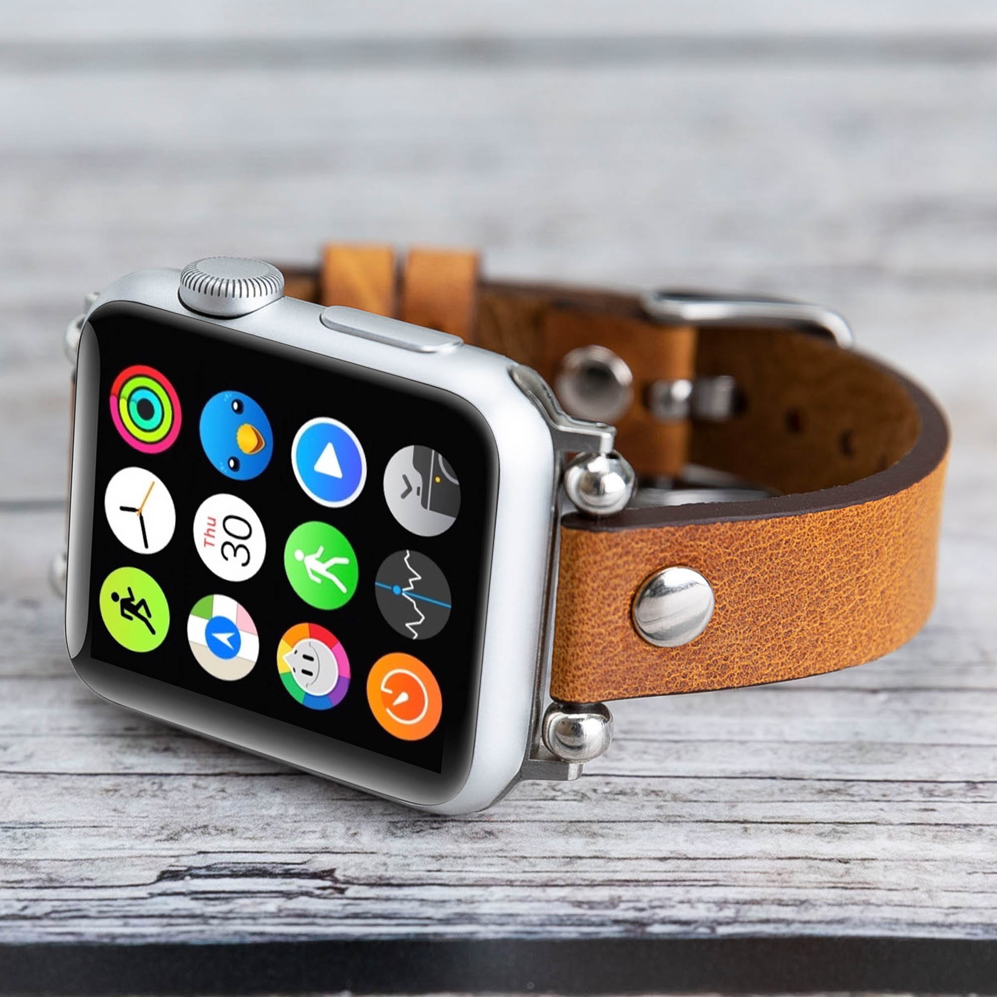 Ferro Strap - Full Grain Leather Band for Apple Watch - TAN - saracleather