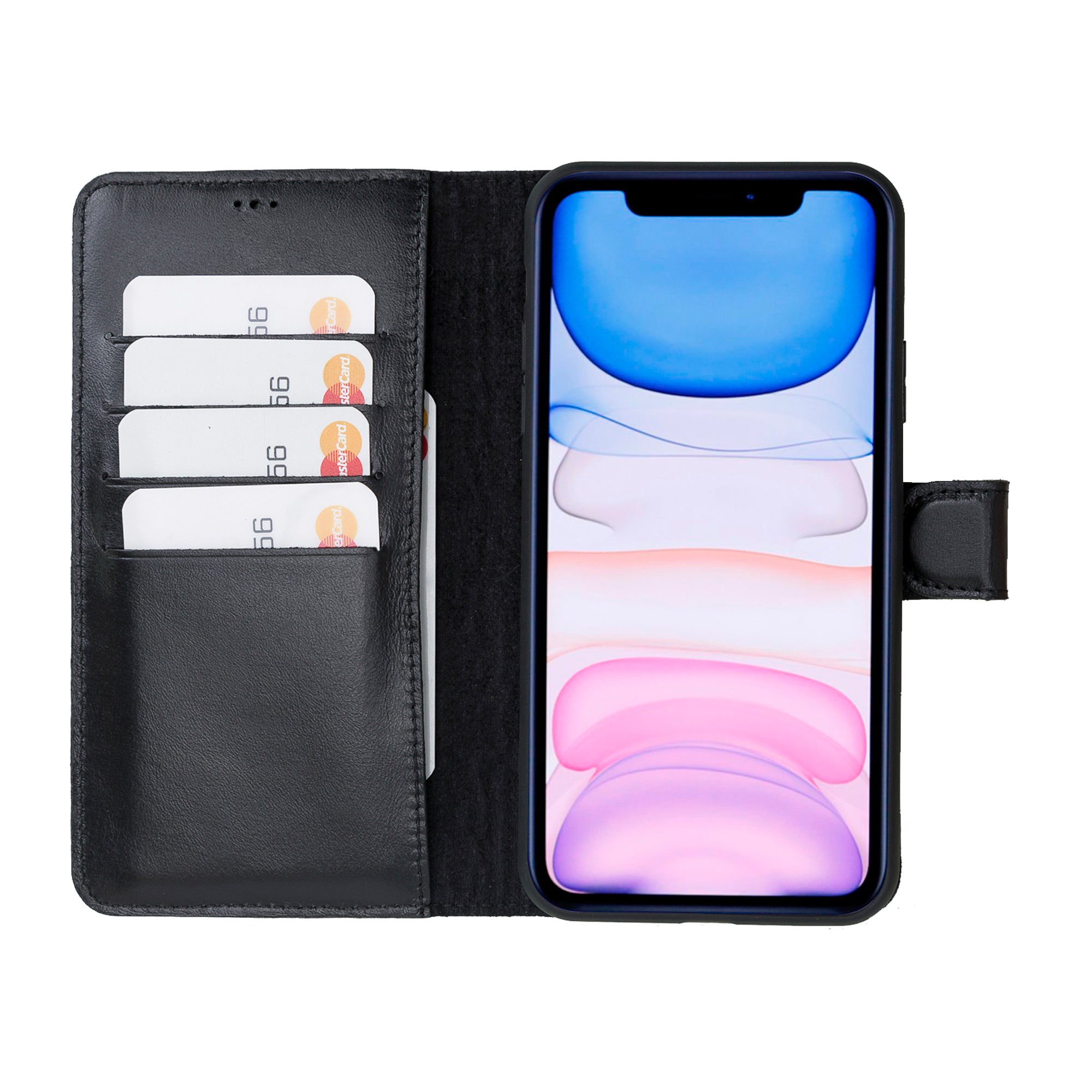 Magic Magnetic Detachable Leather Wallet Case for iPhone 11 (6.1") - BLACK - saracleather