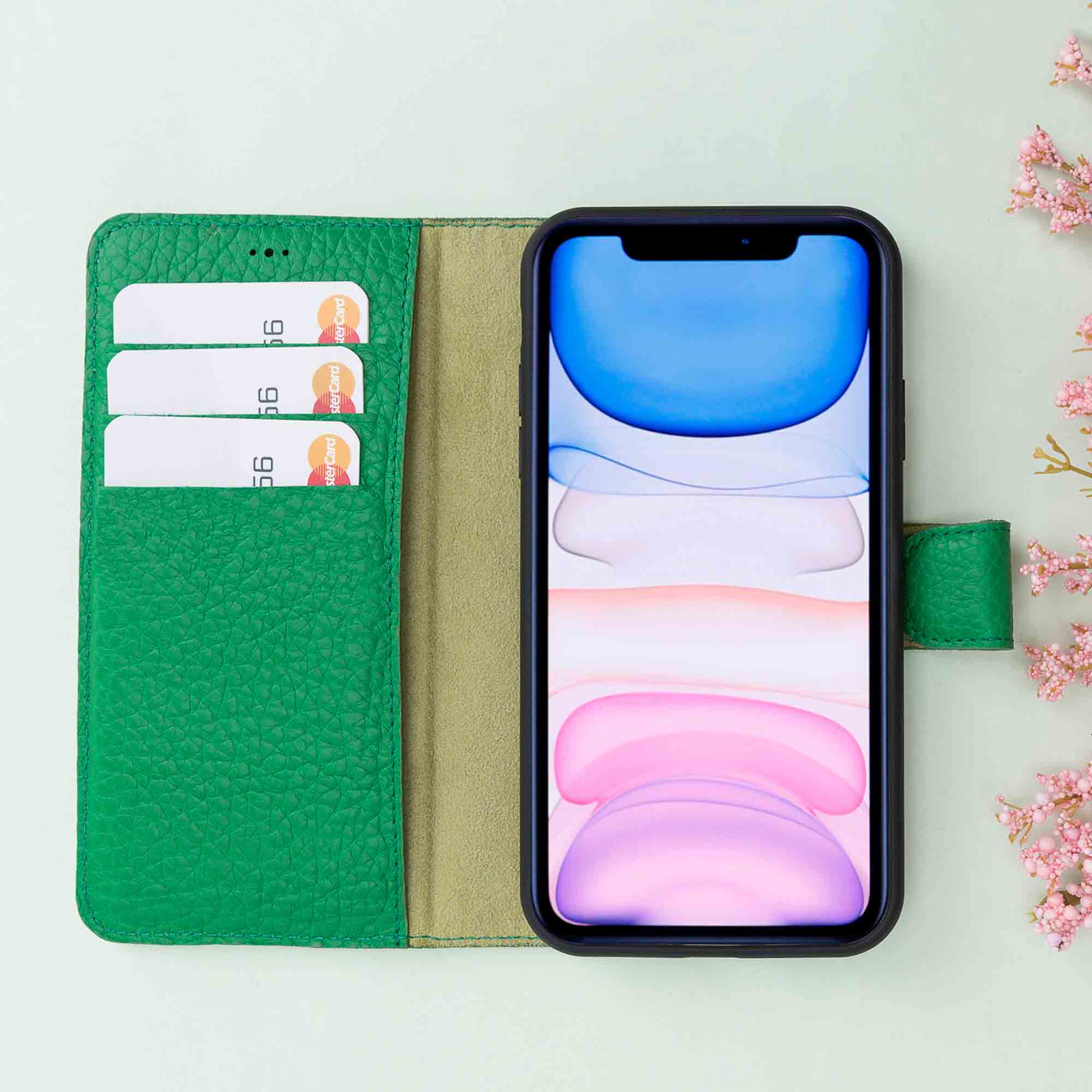 Magic Magnetic Detachable Leather Wallet Case for iPhone 11 Pro (5.8") - GREEN - saracleather