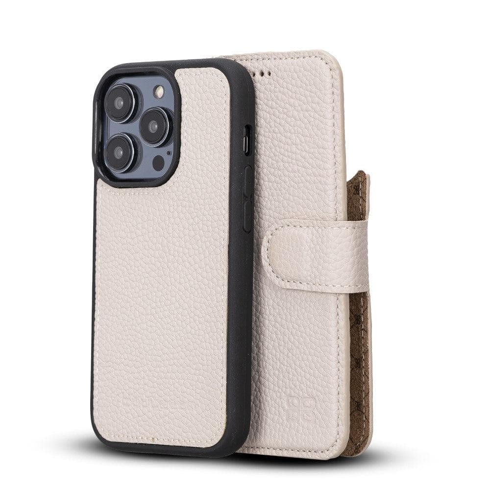 Magic iPhone 14 Series Detachable Colorful Genuine Leather Wallet Case