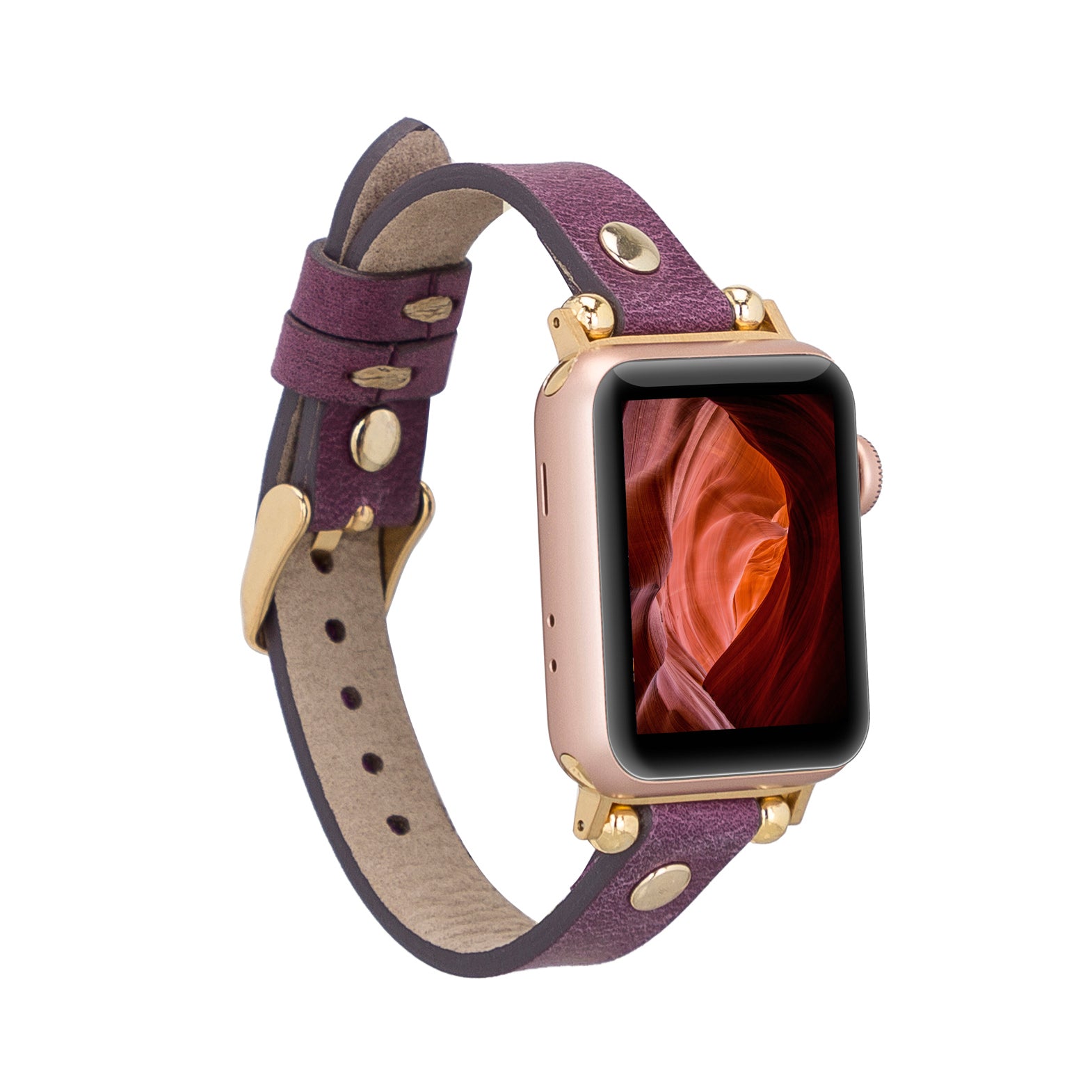 Ferro Strap - Full Grain Leather Band for Apple Watch - PURPLE