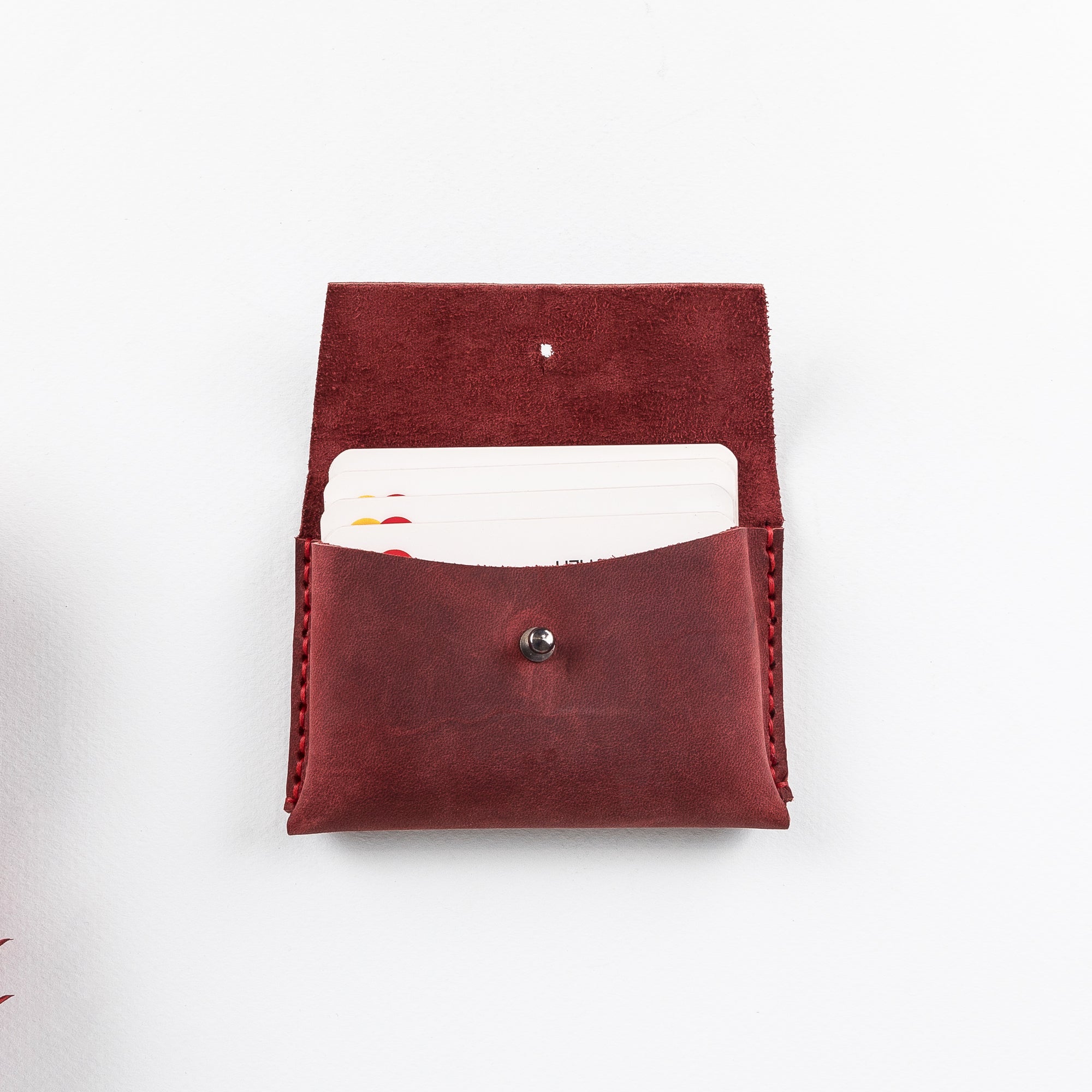 Dione Leather Business Card Holder - RED - saracleather