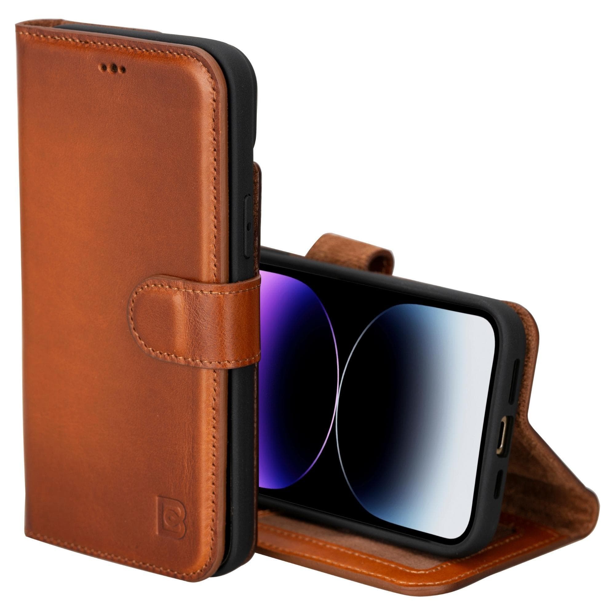 Magic iPhone 15 Series Detachable Genuine Leather Wallet Case