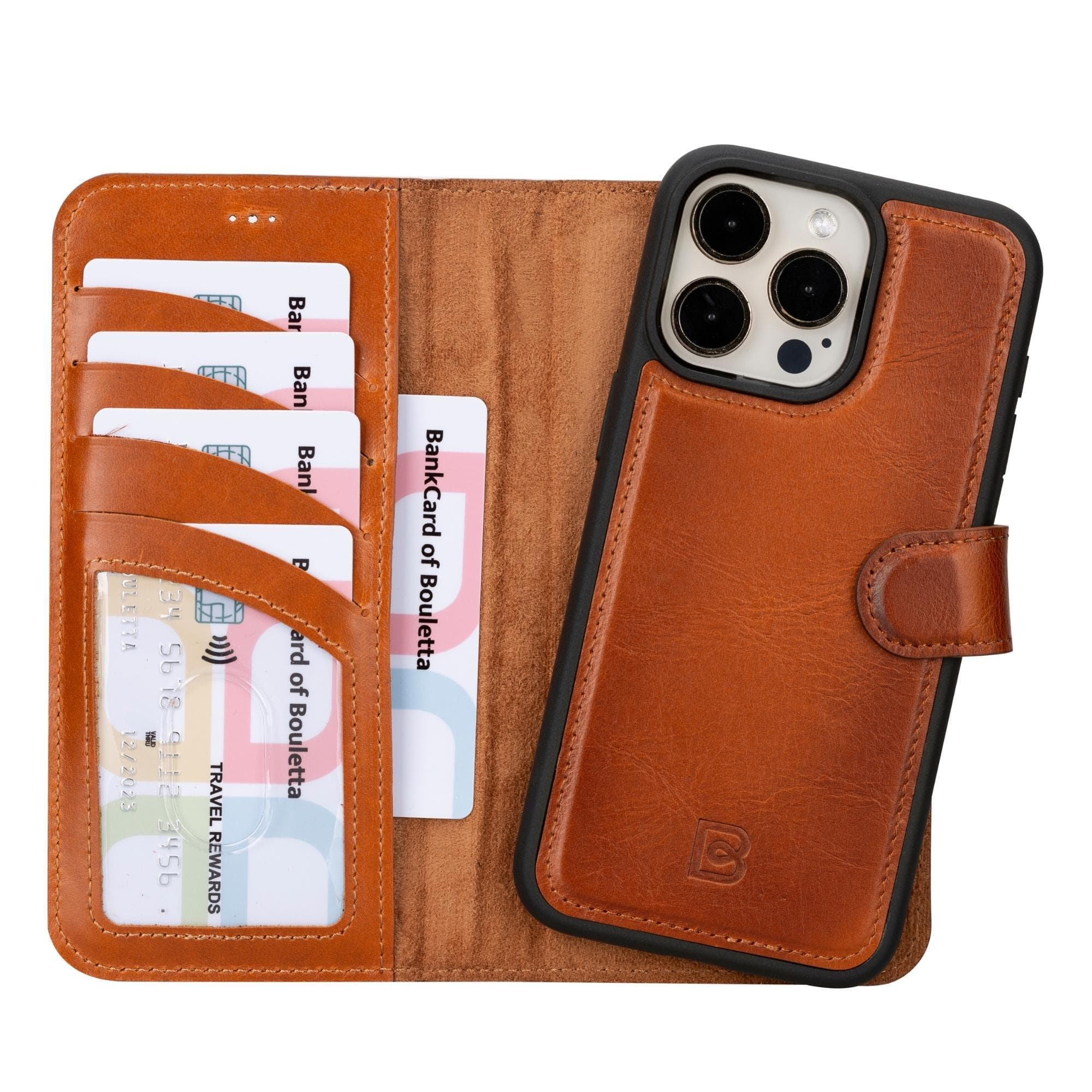 Magic iPhone 15 Series Detachable Genuine Leather Wallet Case