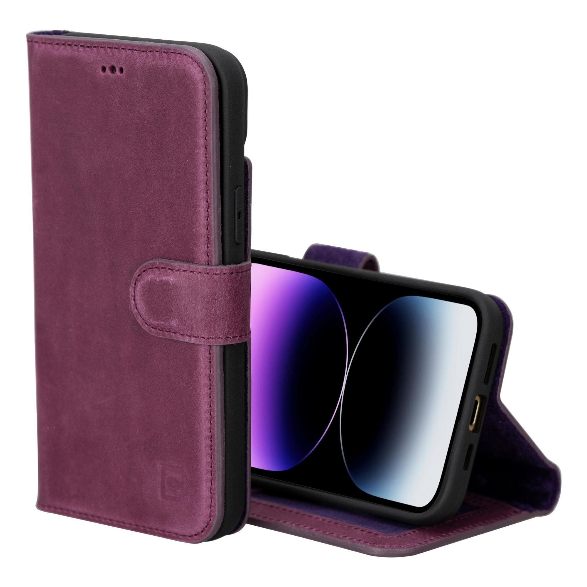 Magic iPhone 15 Series Detachable Genuine Leather Wallet Case