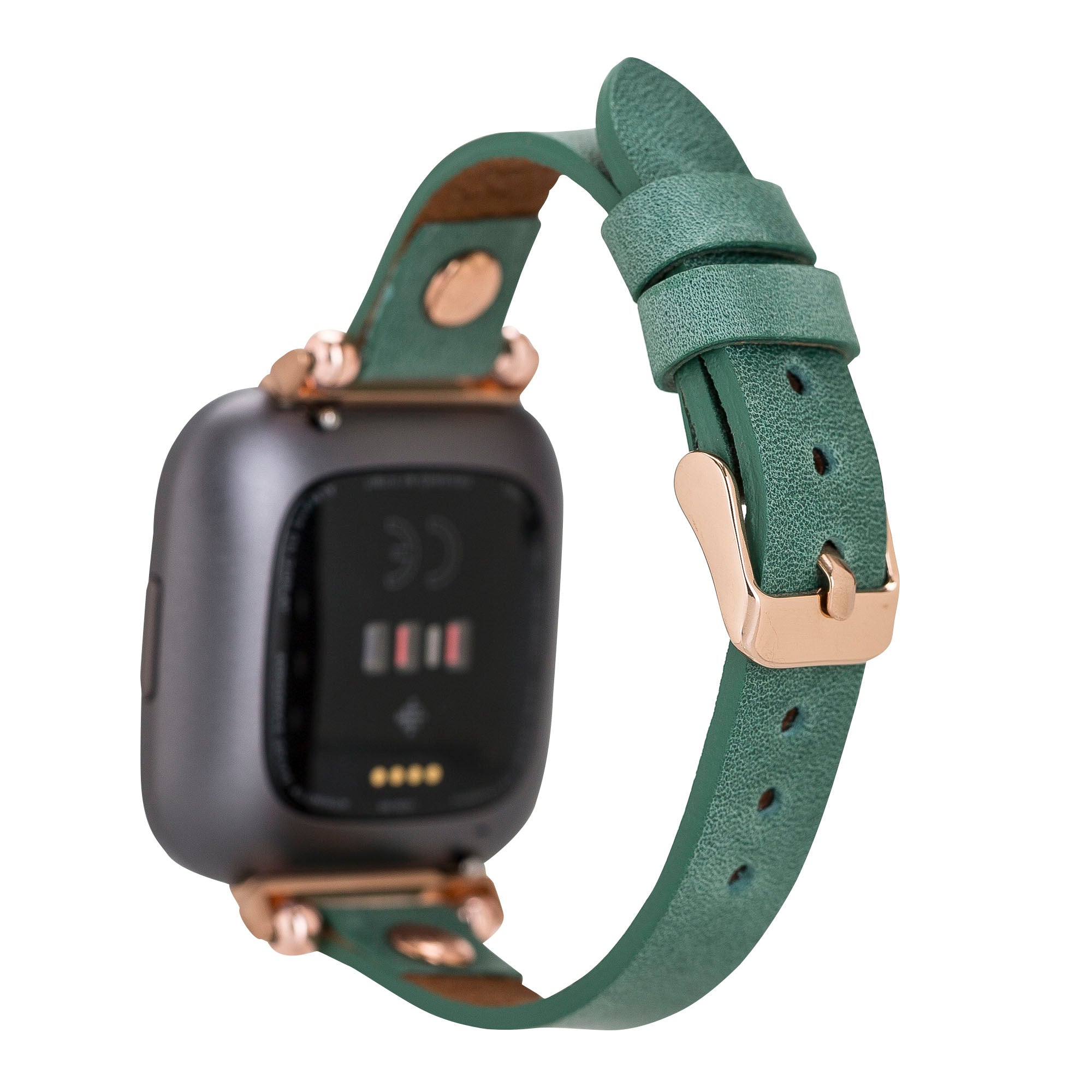 Ferro Strap - Full Grain Leather Band for Fitbit Versa 3 / Fitbit Sense / Fitbit Versa 2 / Fitbit Versa 1 / Fitbit Versa Lite - GREEN - saracleather