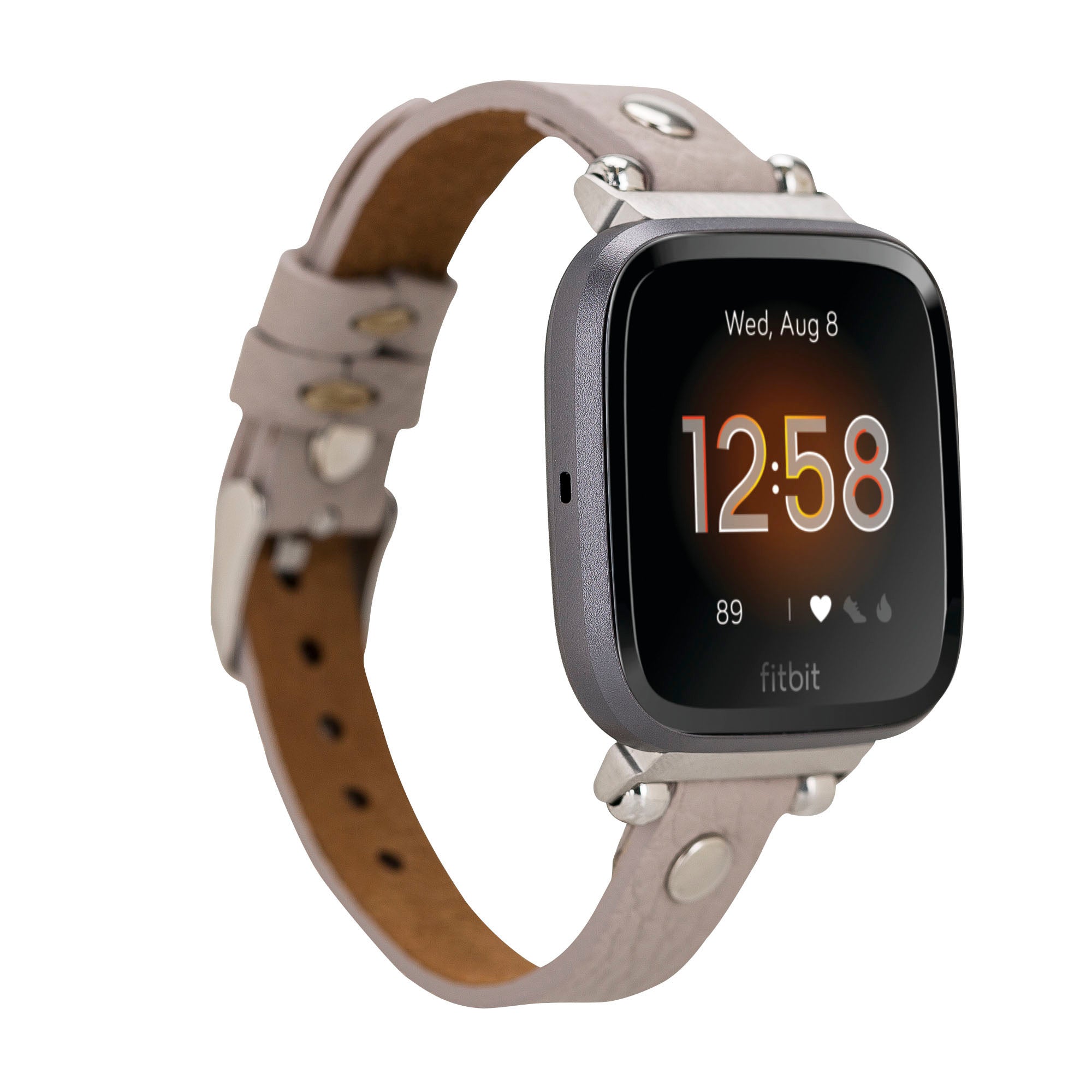 Ferro Strap - Full Grain Leather Band for Fitbit Versa 3 / Fitbit Sense / Fitbit Versa 2 / Fitbit Versa 1 / Fitbit Versa Lite - GRAY - saracleather