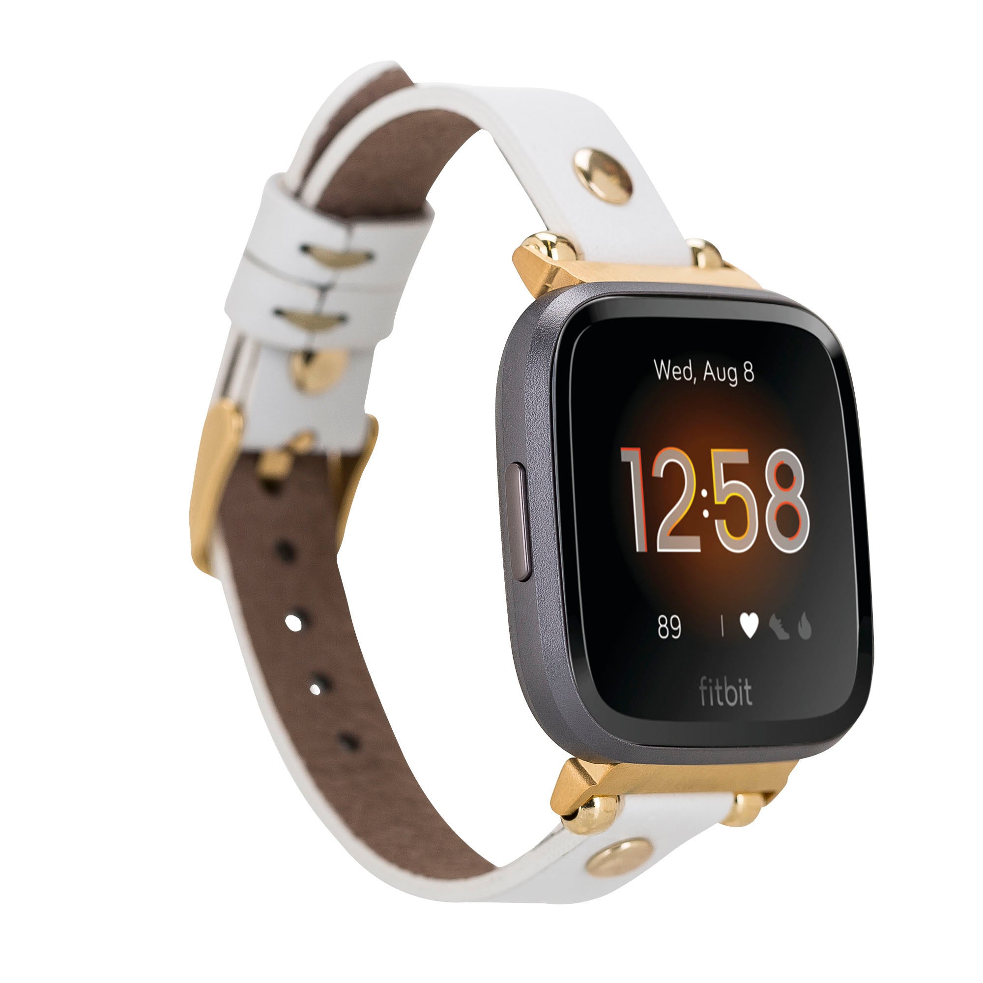 Ferro Strap - Full Grain Leather Band for Fitbit Versa 3 / Fitbit Sense / Fitbit Versa 2 / Fitbit Versa 1 / Fitbit Versa Lite - WHITE - saracleather