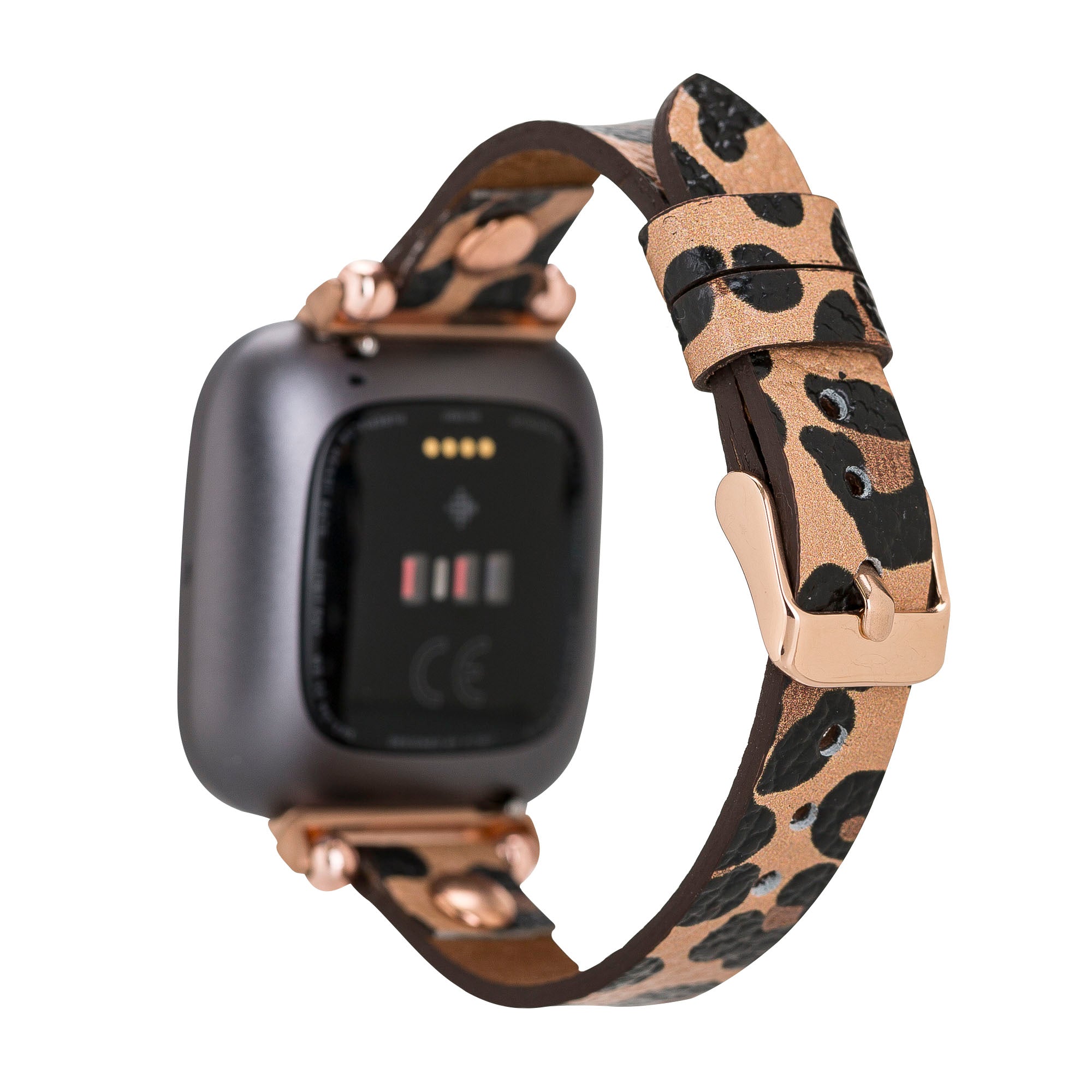 Ferro Strap - Full Grain Leather Band for Fitbit Versa 3 / Fitbit Sense / Fitbit Versa 2 / Fitbit Versa 1 / Fitbit Versa Lite - LEOPARD PATTERNED - saracleather