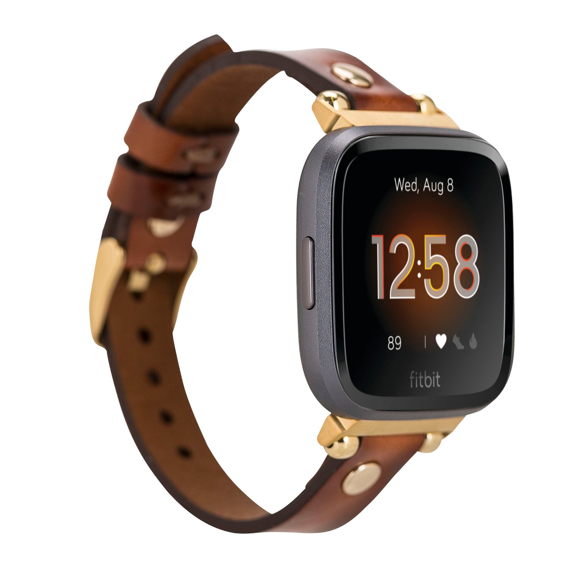 Ferro Strap - Full Grain Leather Band for Fitbit Versa 3 / Fitbit Sense / Fitbit Versa 2 / Fitbit Versa 1 / Fitbit Versa Lite - EFFECT BROWN - saracleather