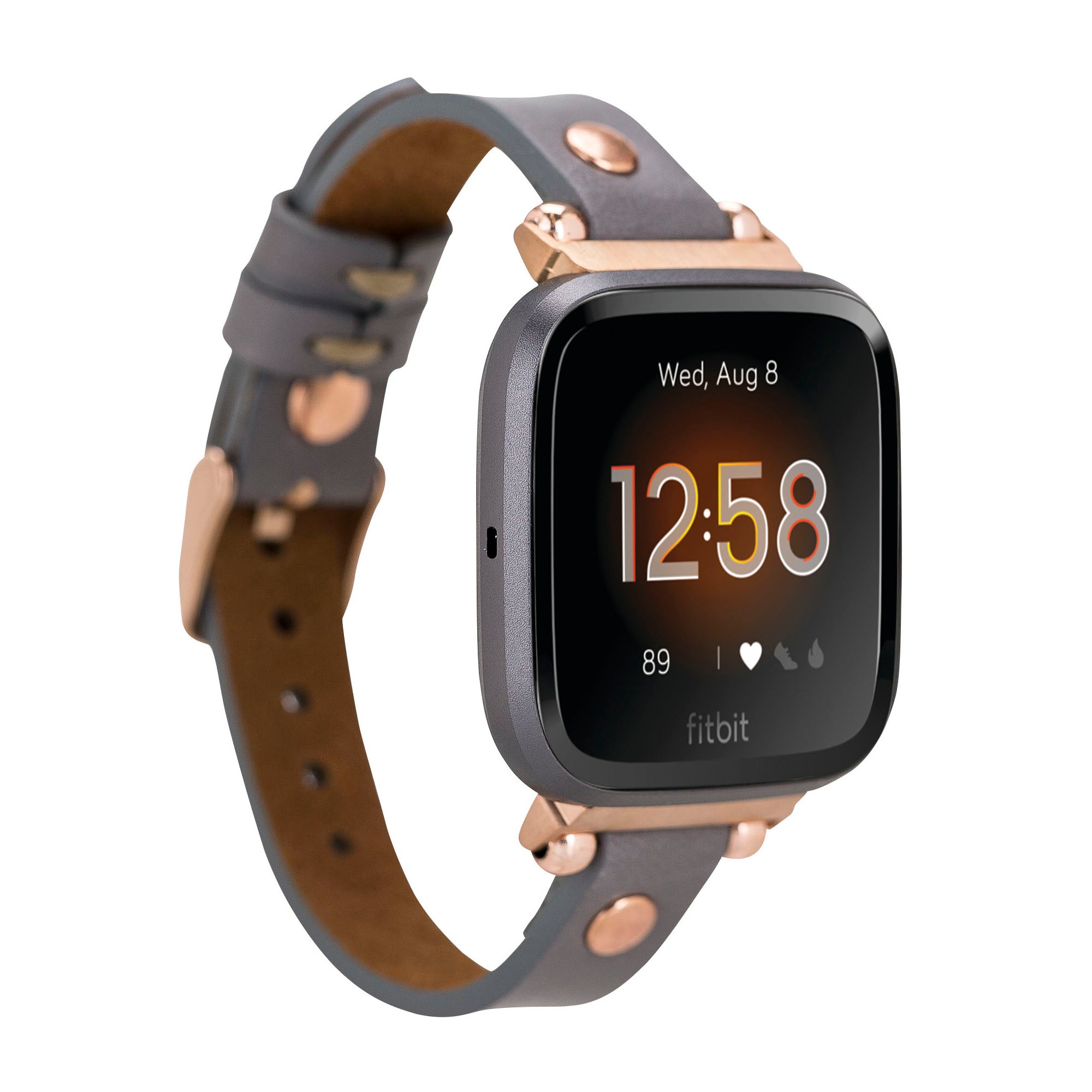 Ferro Strap - Full Grain Leather Band for Fitbit Versa 3 / Fitbit Sense / Fitbit Versa 2 / Fitbit Versa 1 / Fitbit Versa Lite - GRAY - saracleather