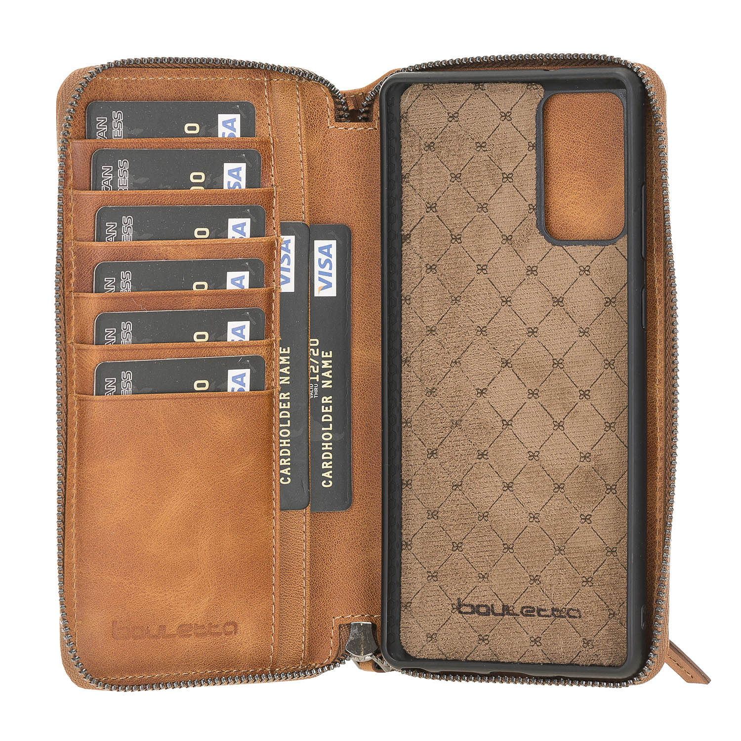 Pouch Magnetic Detachable Leather Wallet Case for Samsung Galaxy Note 20 / Note 20 5G (6.7") - TAN - saracleather