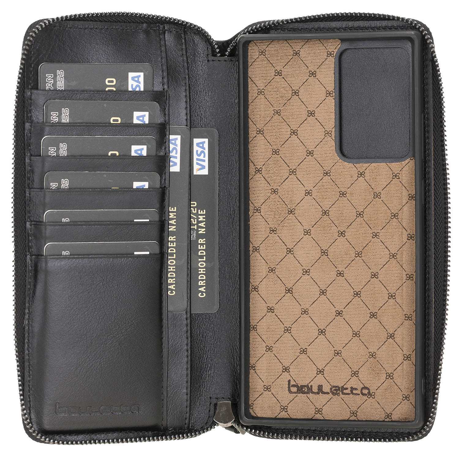 Pouch Magnetic Detachable Leather Wallet Case for Samsung Galaxy Note 20 Ultra 5G (6.9") - BLACK - saracleather