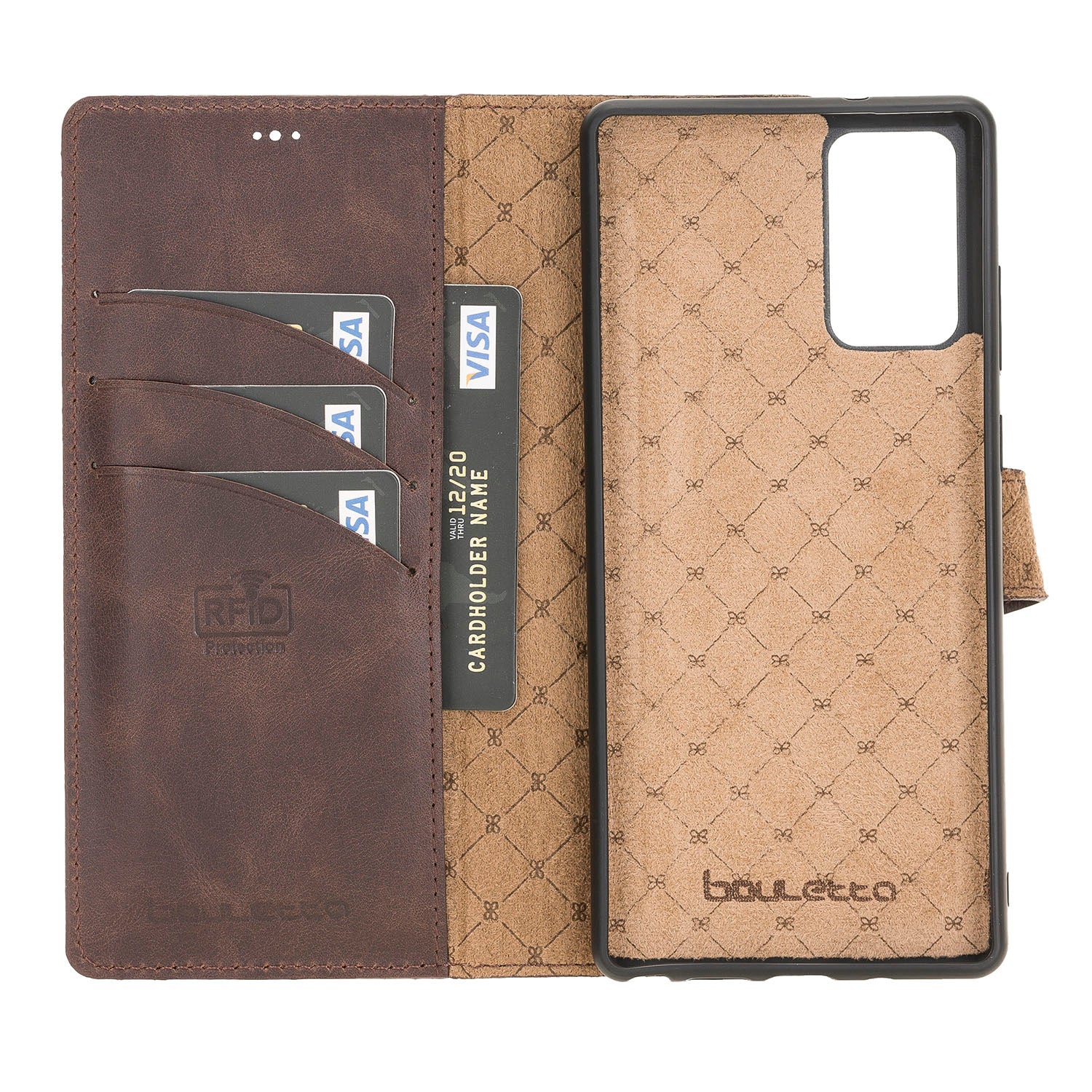 Magic Magnetic Detachable Leather Wallet Case with RFID for Samsung Galaxy Note 20 / Note 20 5G (6.7") - BROWN - saracleather