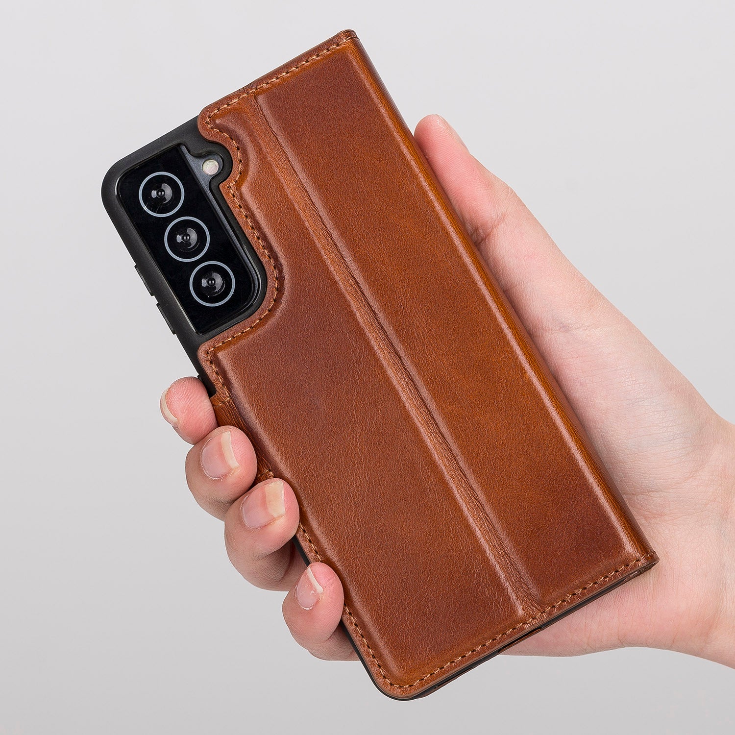 Magic Magnetic Detachable Leather Wallet Case with RFID for Samsung Galaxy S21 5G (6.2") - EFFECT BROWN - saracleather