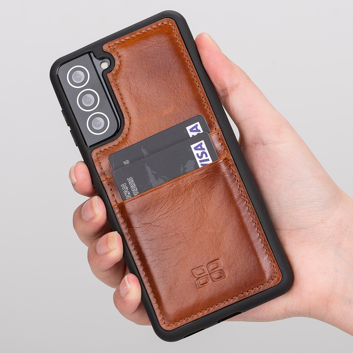 Flex Cover Leather Back Case with Card Holder for Samsung Galaxy S21 5G (6.2") - EFFECT BROWN - saracleather