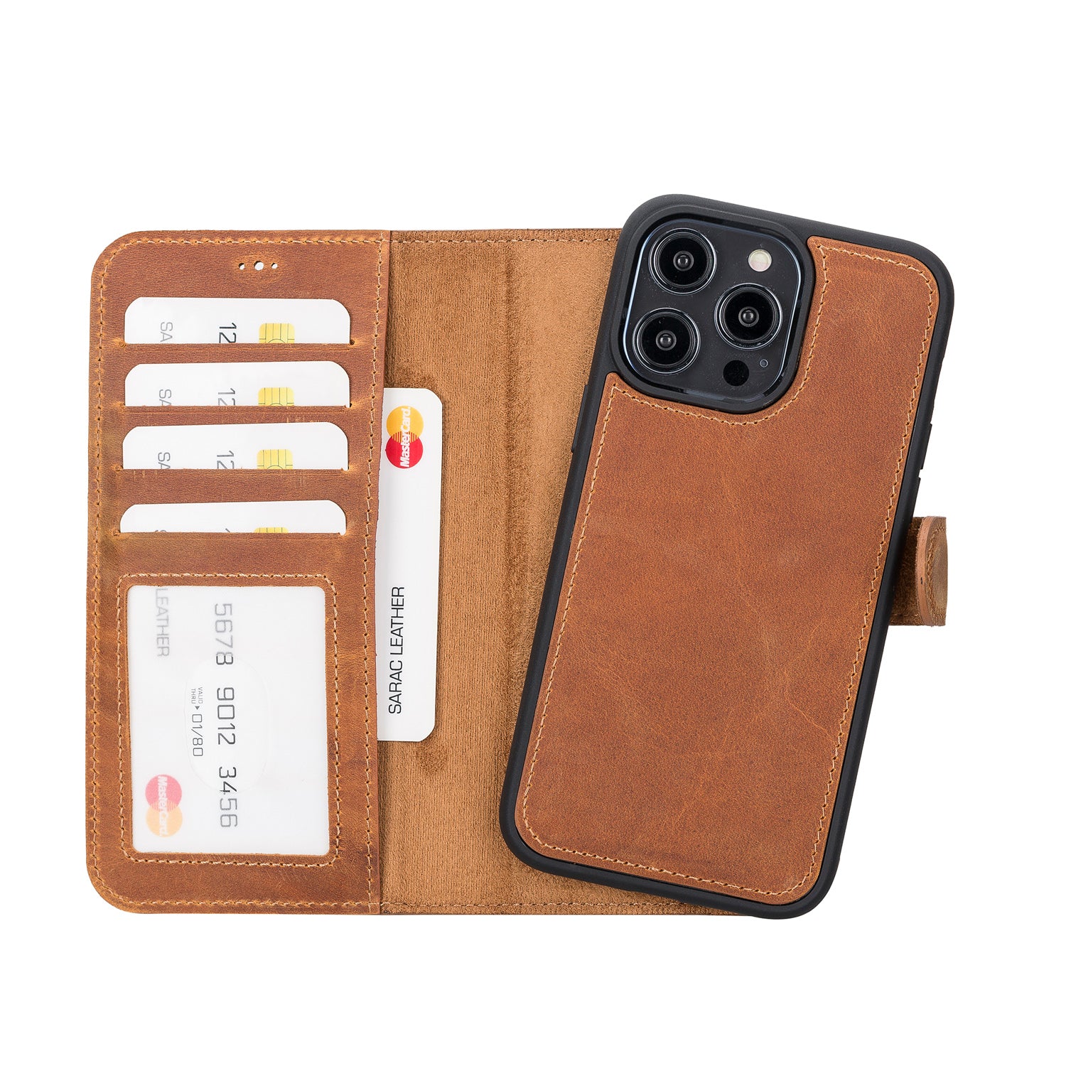 Liluri iPhone 14 Series Magnetic Detachable Genuine Leather Wallet Case