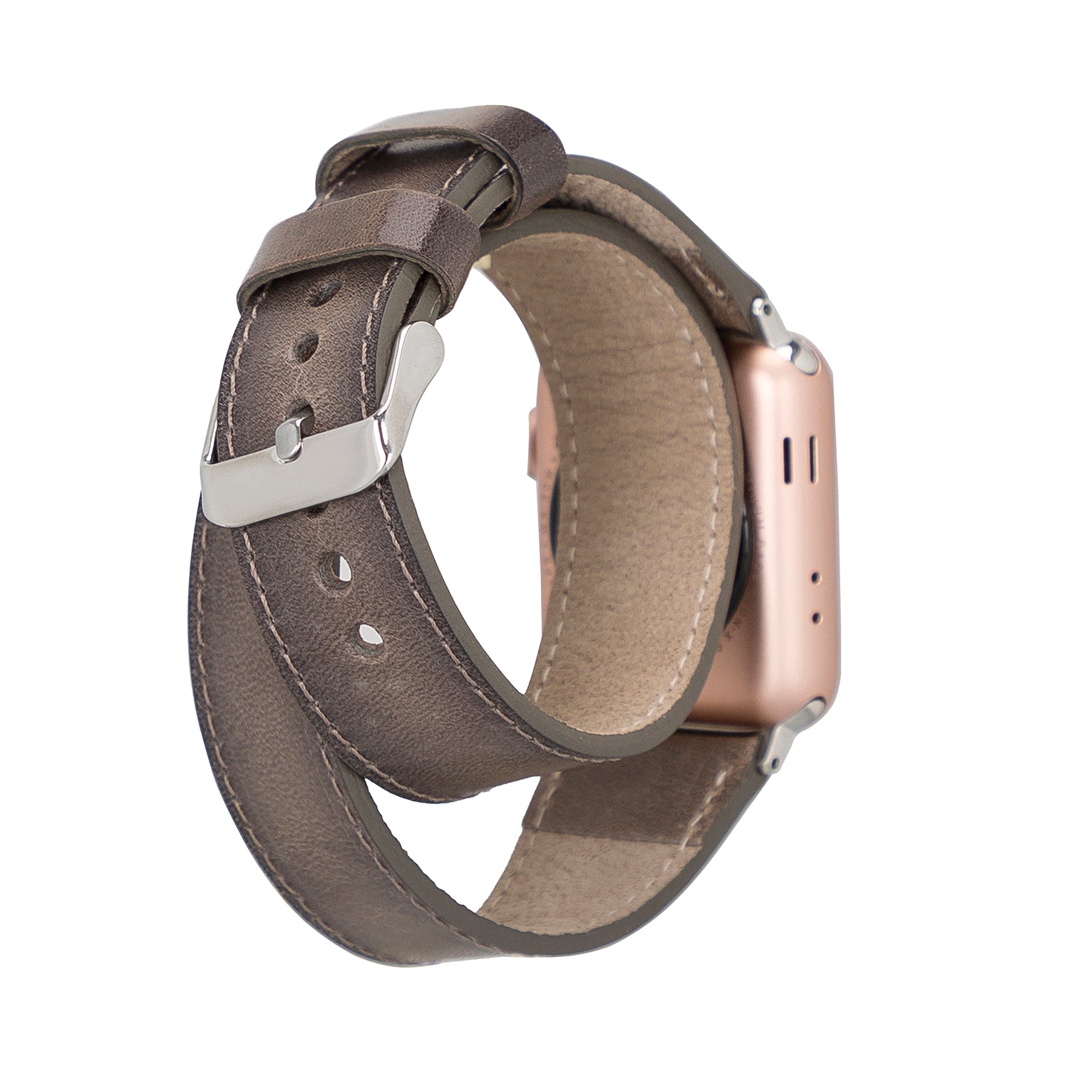 Double Tour Strap: Full Grain Leather Band for Apple Watch - GRAY