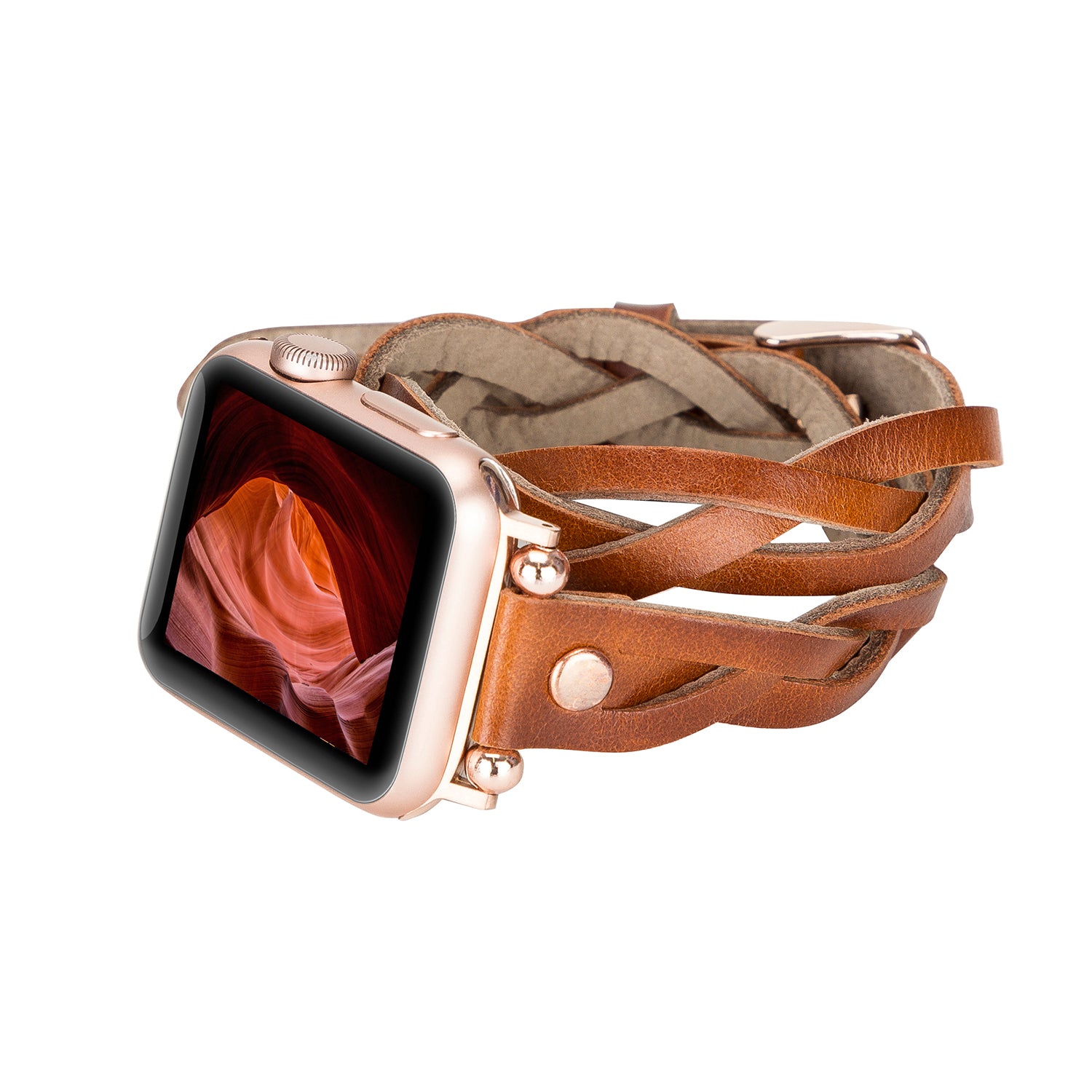 PEGGY Double Tour Strap: Full Grain Leather Band for Apple Watch - EFFECT BROWN