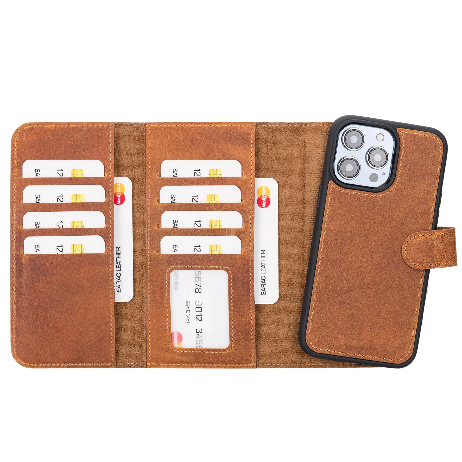 Santa iPhone 14 Series Magnetic Detachable Genuine Leather Wallet Case