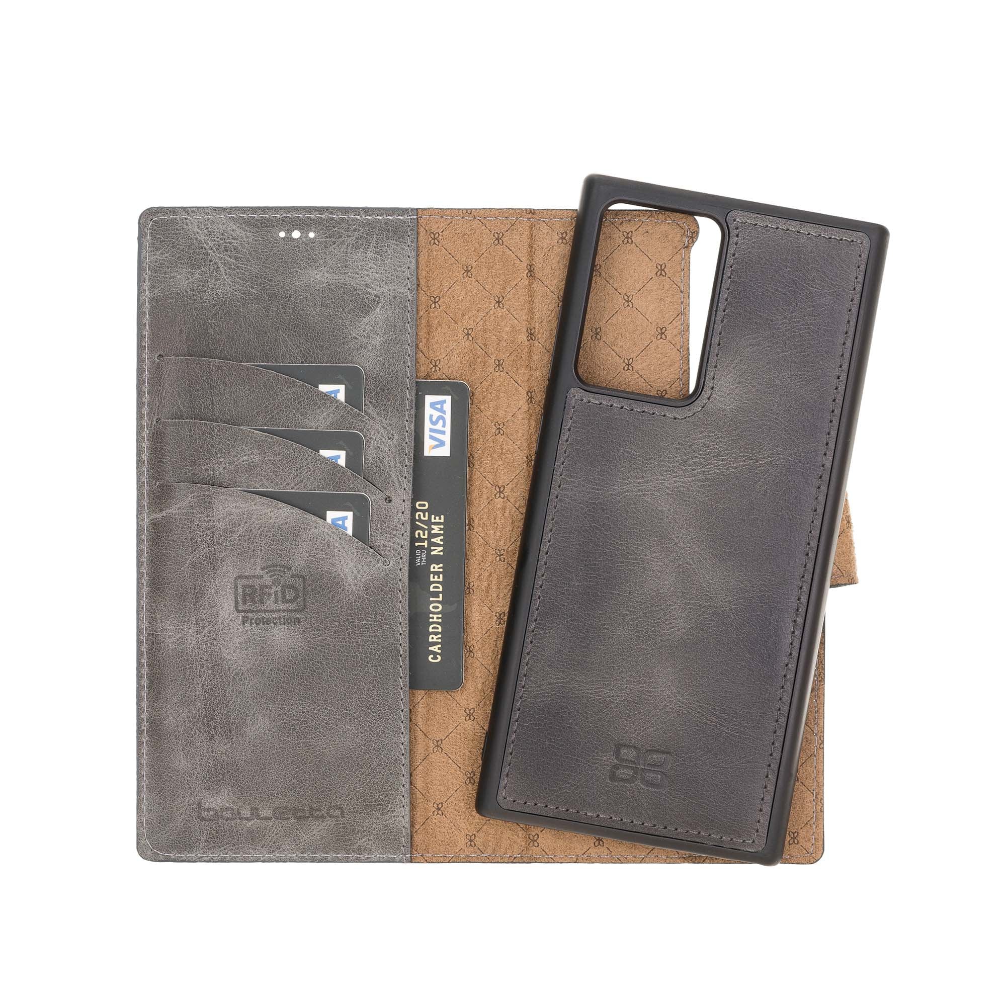 Magic Magnetic Detachable Leather Wallet Case with RFID for Samsung Galaxy Note 20 Ultra 5G (6.9") - GRAY - saracleather