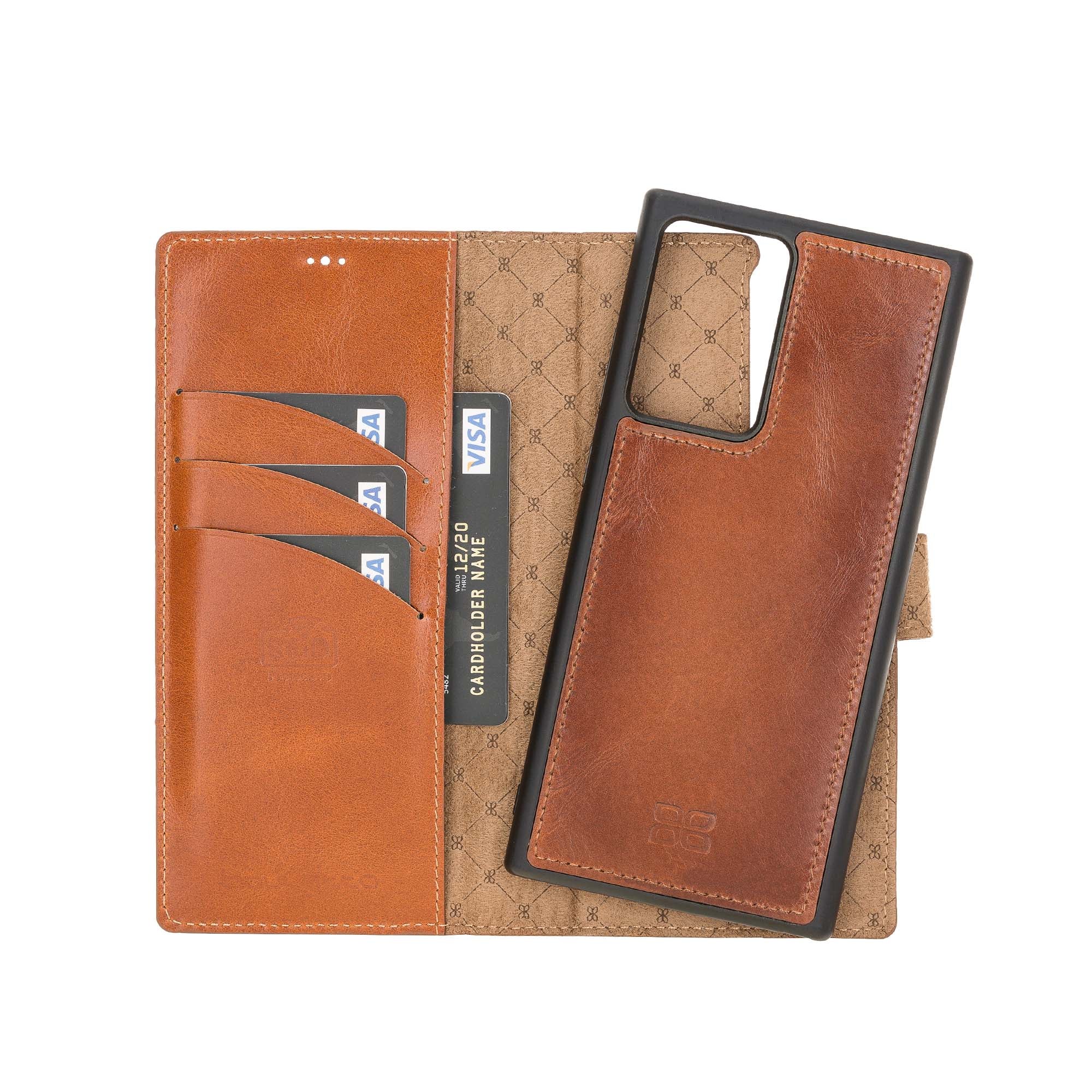 Magic Magnetic Detachable Leather Wallet Case with RFID for Samsung Galaxy Note 20 Ultra 5G (6.9") - EFFECT BROWN - saracleather