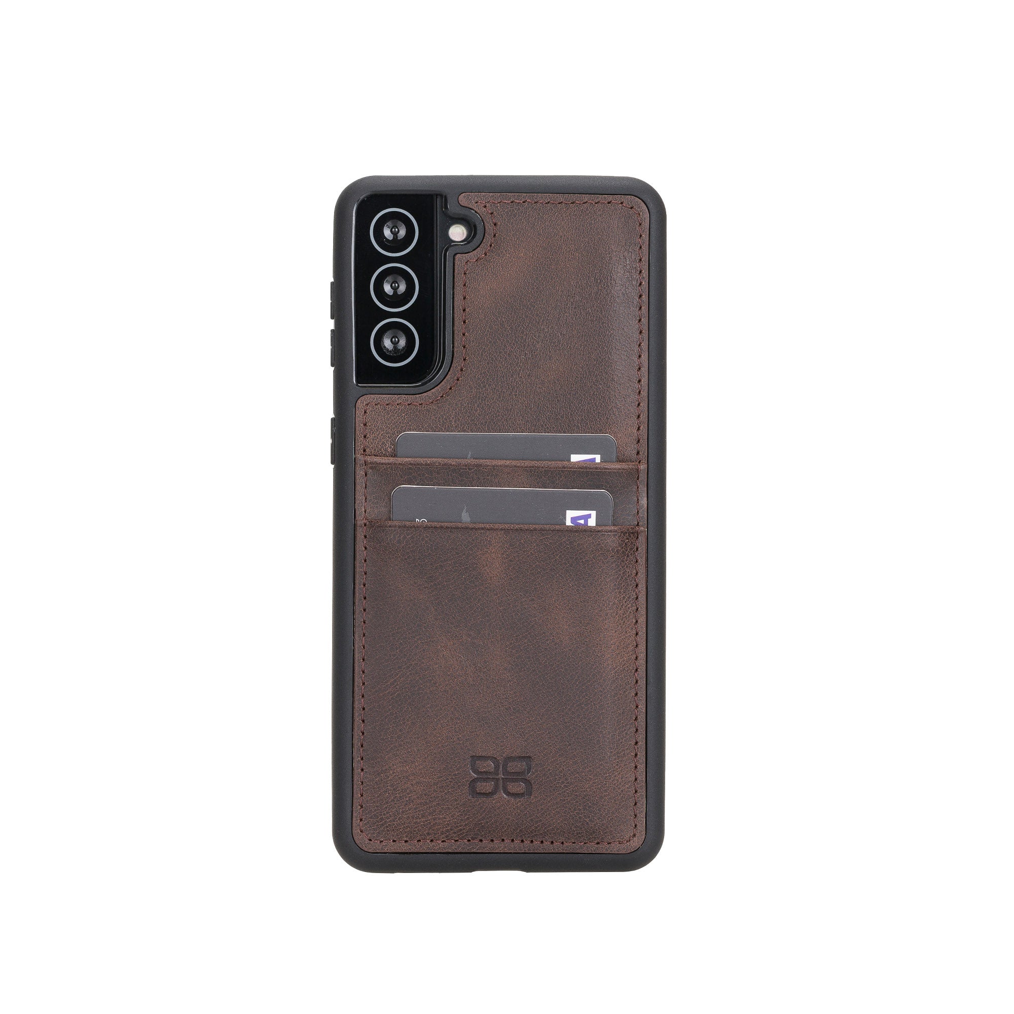 Flex Cover Leather Back Case with Card Holder for Samsung Galaxy S21 5G (6.2") - BROWN - saracleather