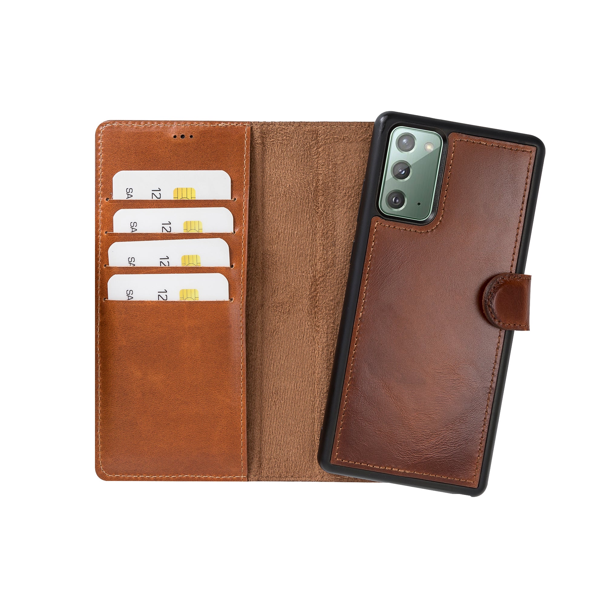 Magic Magnetic Detachable Leather Wallet Case for Samsung Galaxy Note 20 / Note 20 5G (6.7") - EFFECT BROWN - saracleather