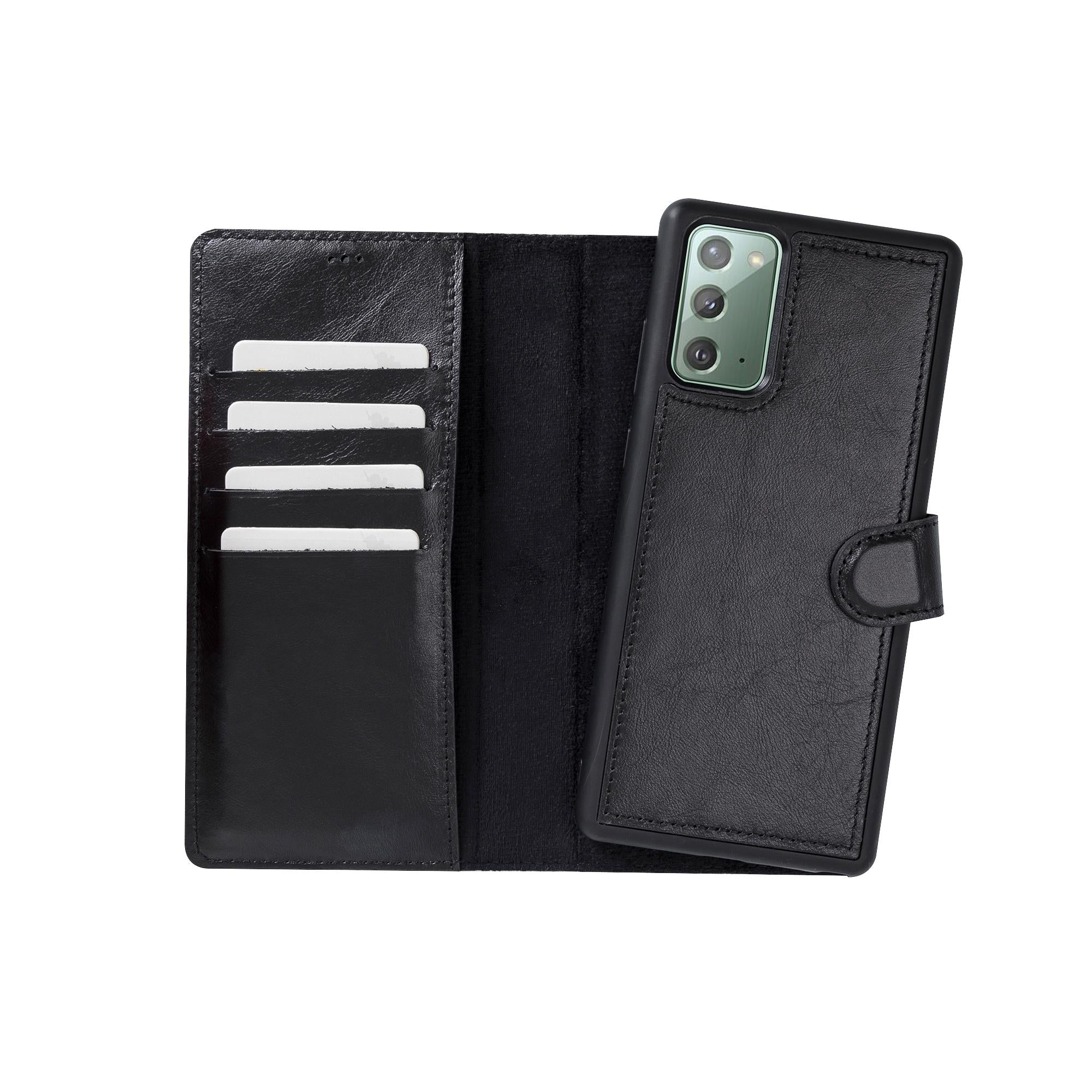 Magic Magnetic Detachable Leather Wallet Case for Samsung Galaxy Note 20 / Note 20 5G (6.7") - BLACK - saracleather