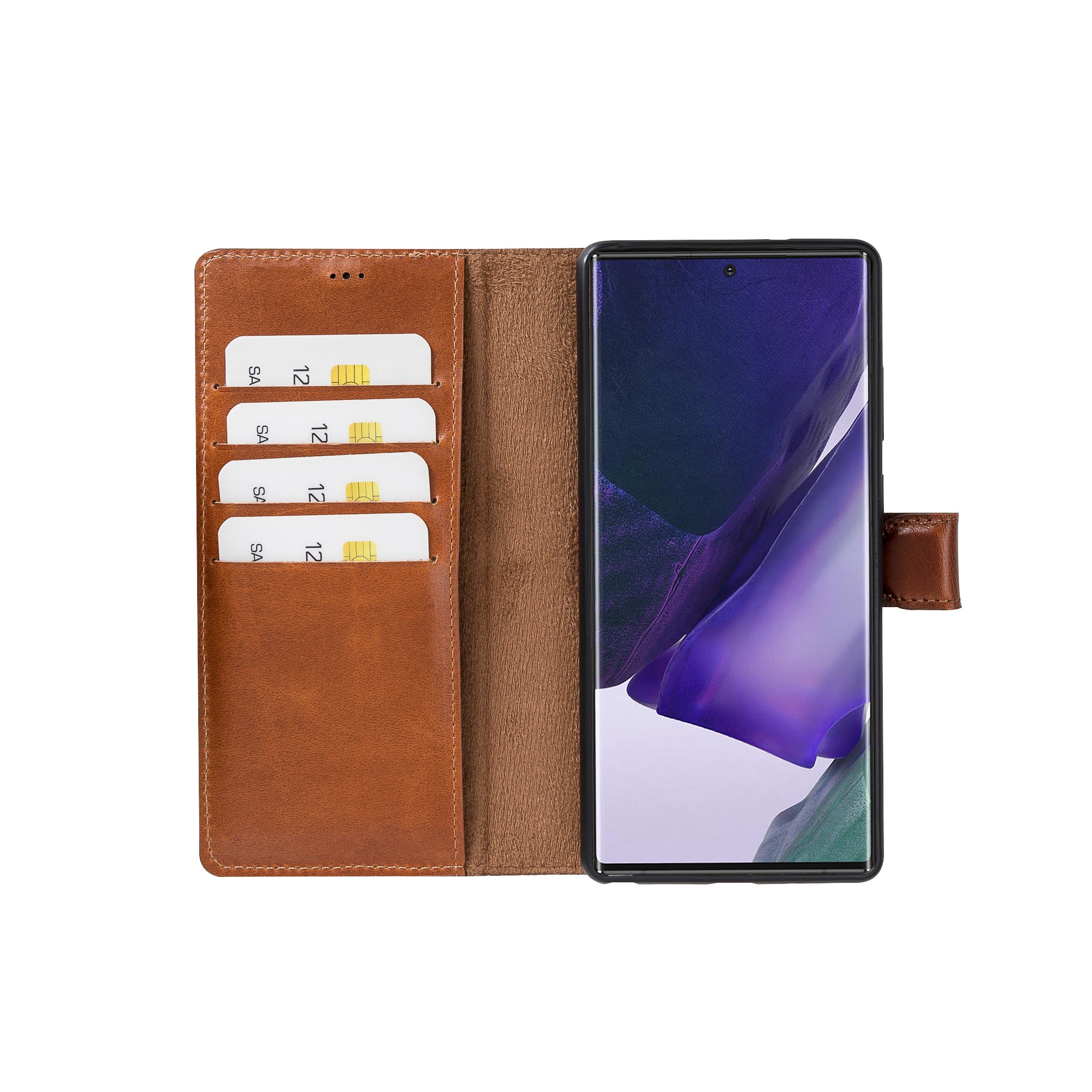 Magic Magnetic Detachable Leather Wallet Case for Samsung Galaxy Note 20 / Note 20 5G (6.7") - EFFECT BROWN - saracleather