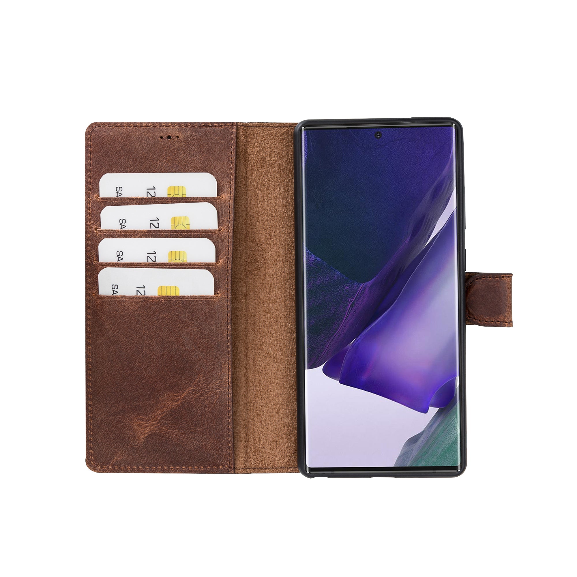 Magic Magnetic Detachable Leather Wallet Case for Samsung Galaxy Note 20 Ultra / Note 20 Ultra 5G (6.9") - BROWN - saracleather